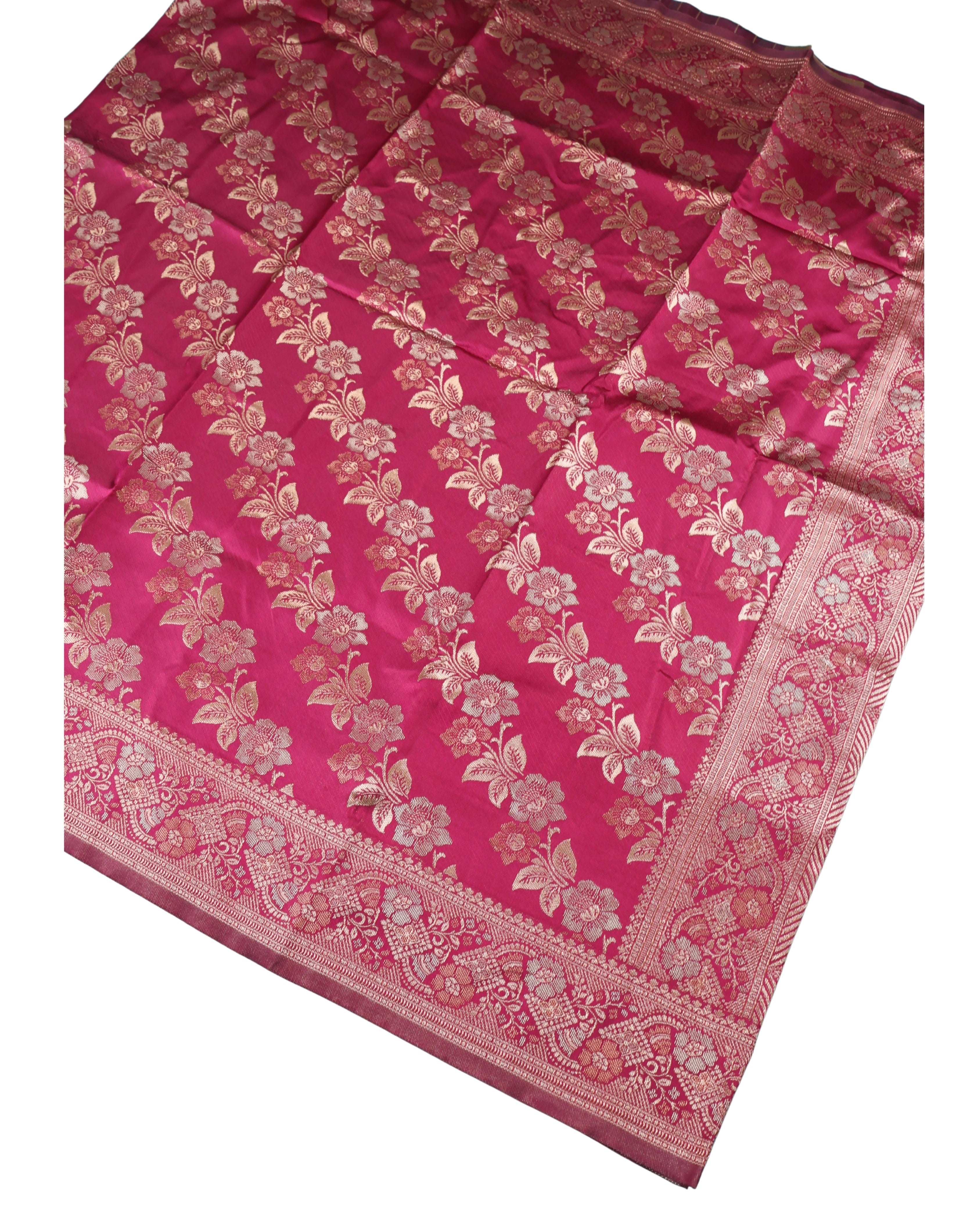 AMOLIKA Women's Banarasi Wine Silk Saree With Unstitched Blouse Piece AM-1312