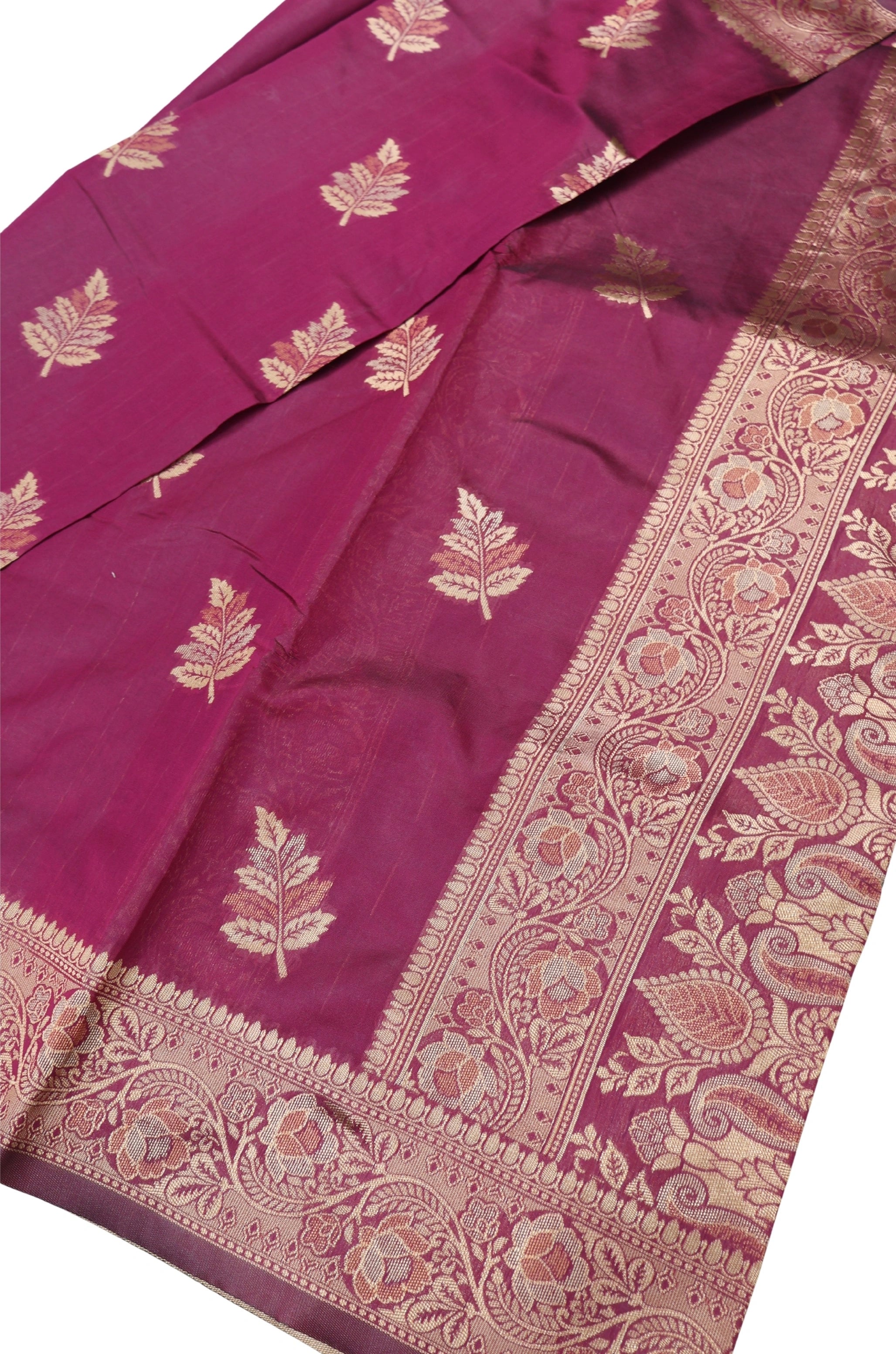 AMOLIKA Women's Banarasi Wine Silk Saree With Unstitched Blouse Piece AM-1314