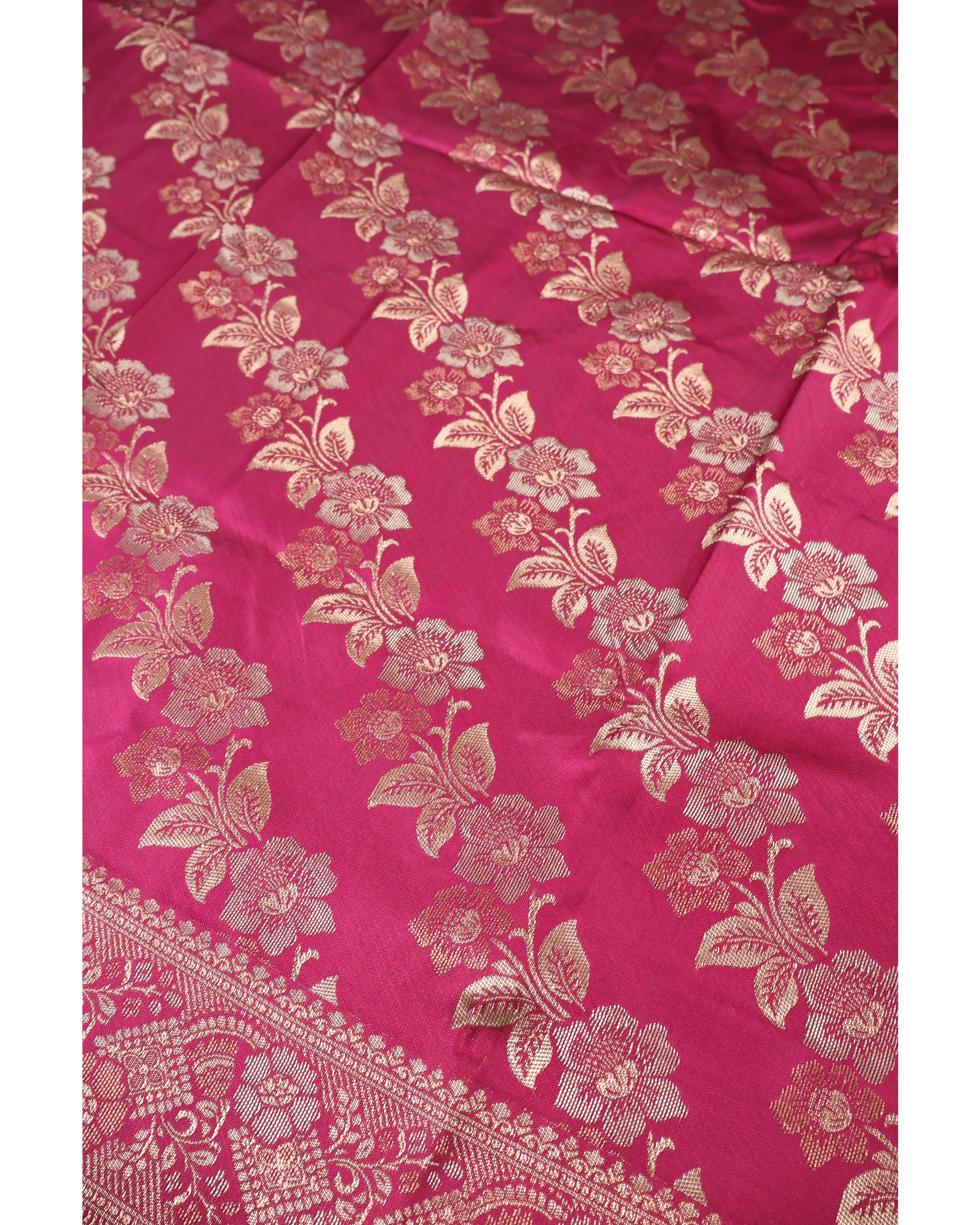AMOLIKA Women's Banarasi Wine Silk Saree With Unstitched Blouse Piece AM-1312