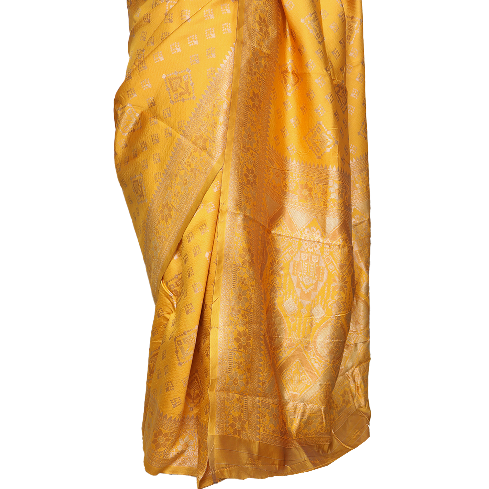 Amolika Sarees Mustard Banarasi Silk Saree With Intricate Butta Weaving & Unstitched Blouse Piece