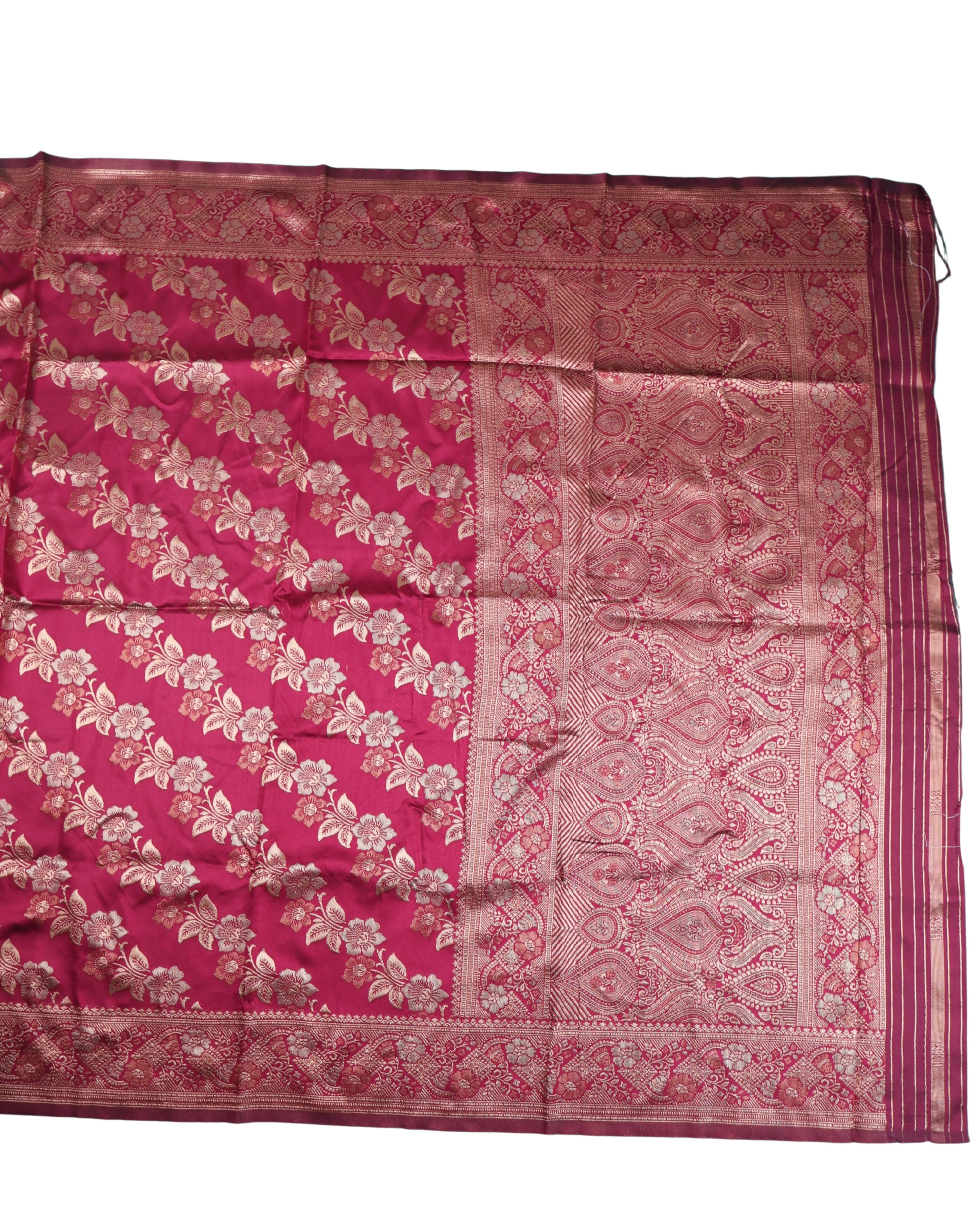 AMOLIKA Women's Banarasi Wine Silk Saree With Unstitched Blouse Piece AM-1312