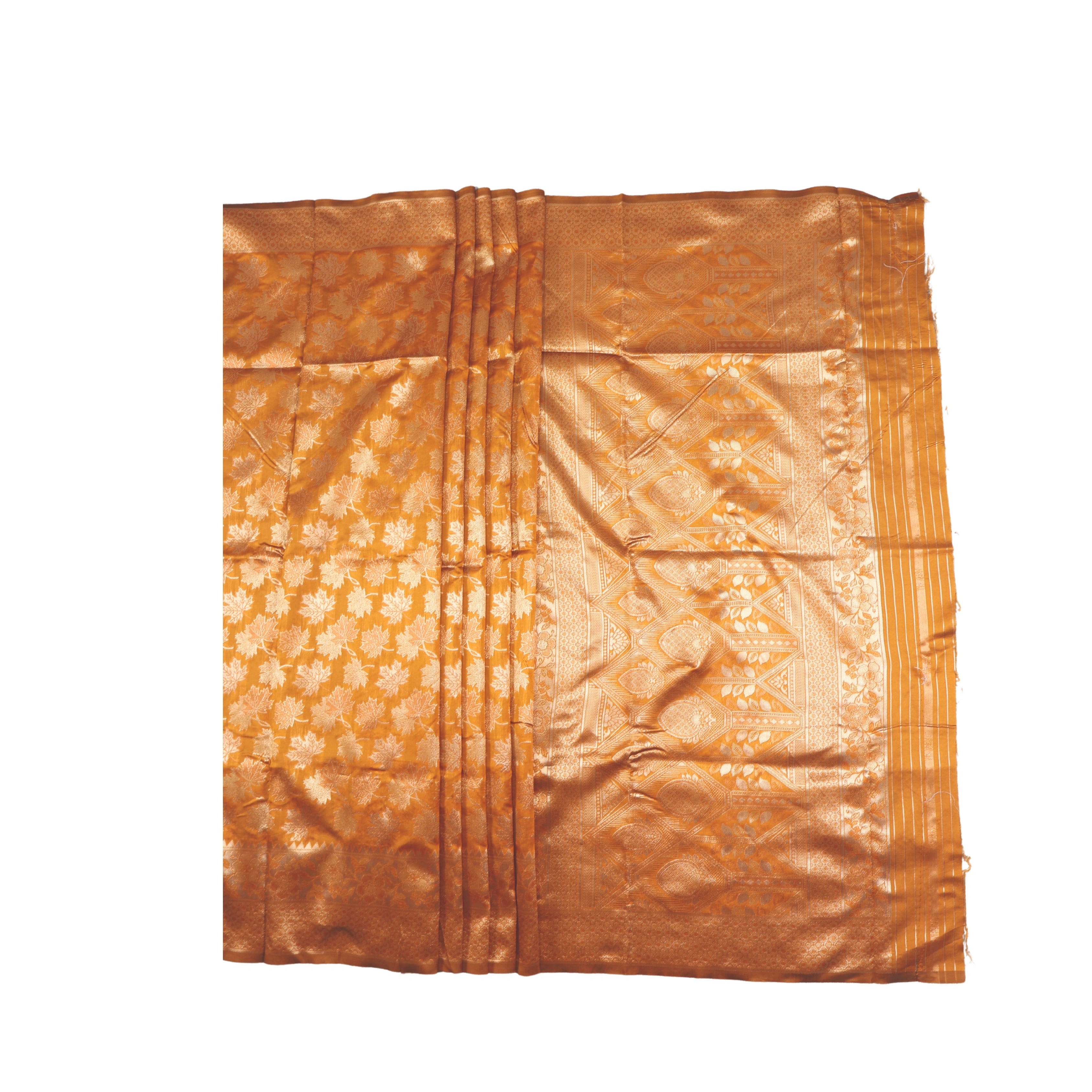 AMOLIKA Women's Banarasi Mustard Silk Saree With Unstitched Blouse Piece AM-1283