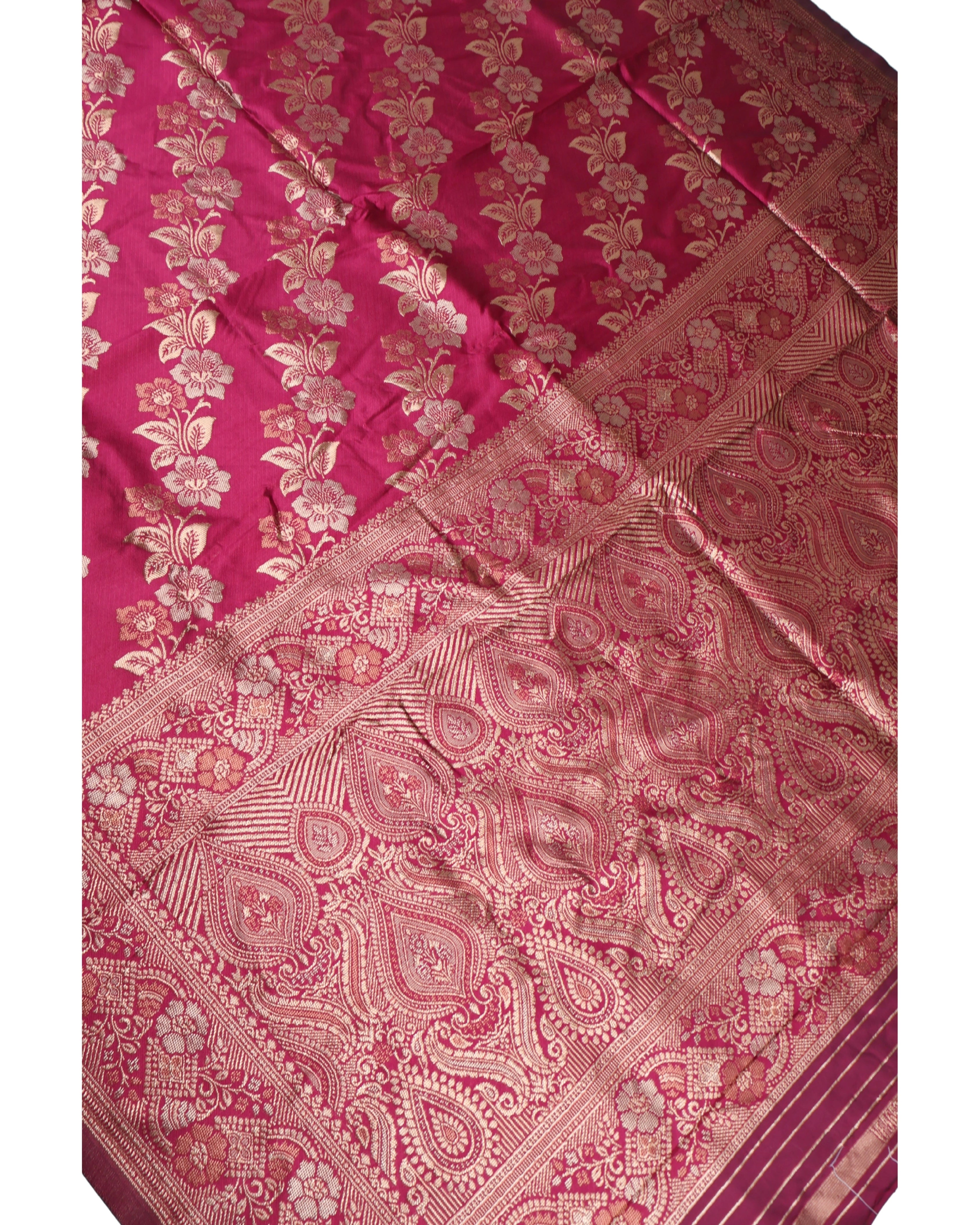 AMOLIKA Women's Banarasi Wine Silk Saree With Unstitched Blouse Piece AM-1312