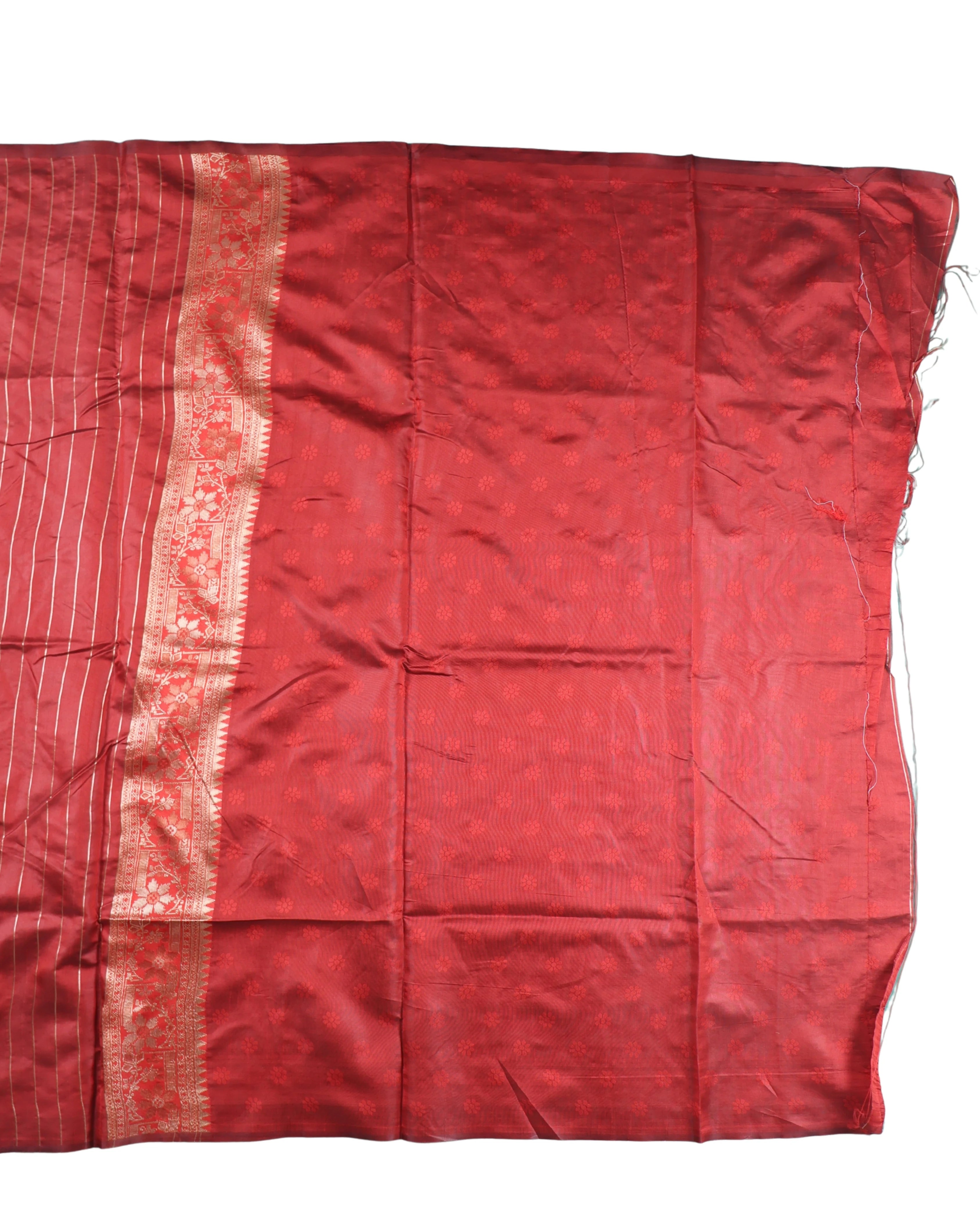 AMOLIKA Women's Banarasi Red Silk Saree With Unstitched Blouse Piece AM-1313