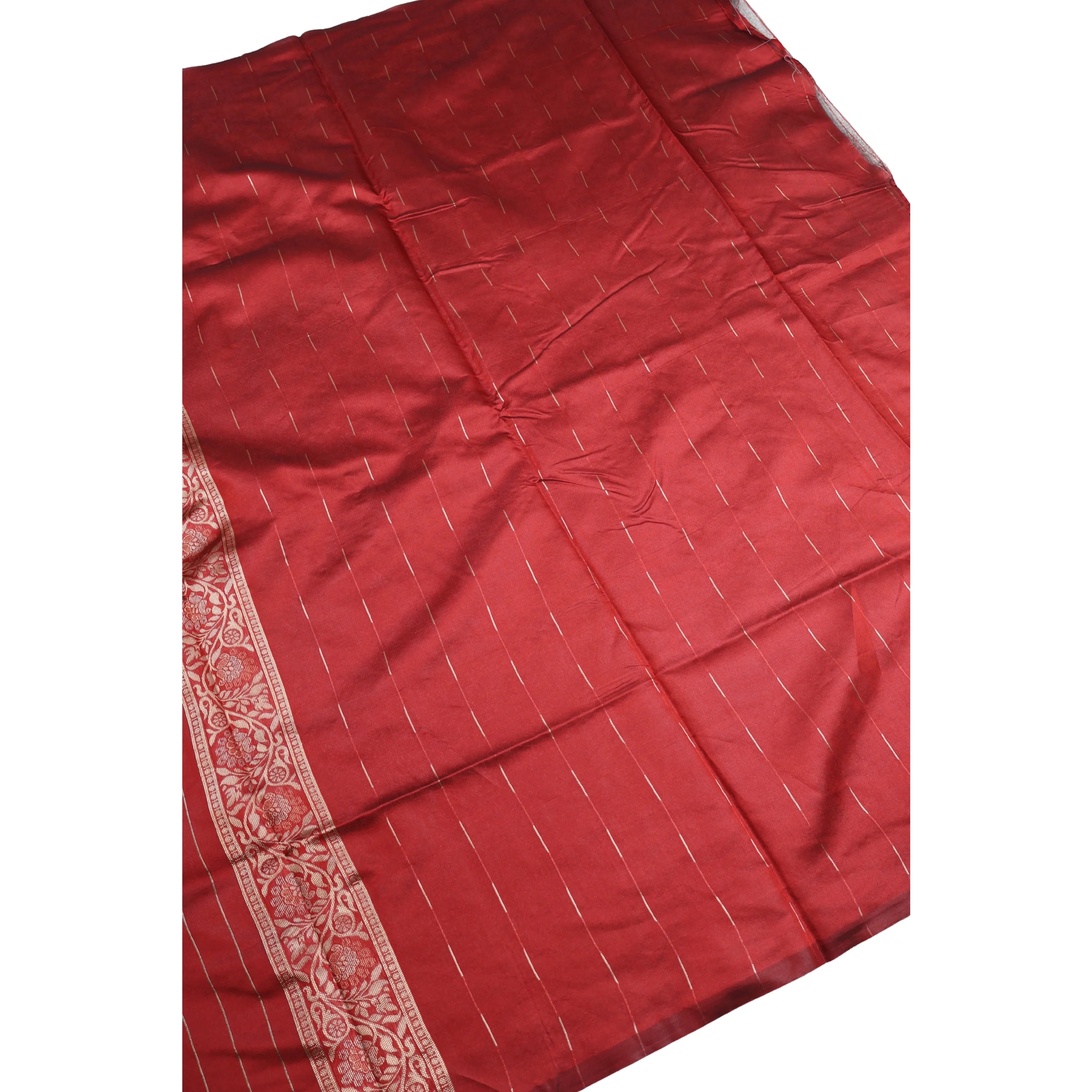 AMOLIKA Women's Banarasi Red Silk Saree With Unstitched Blouse Piece AM-1311