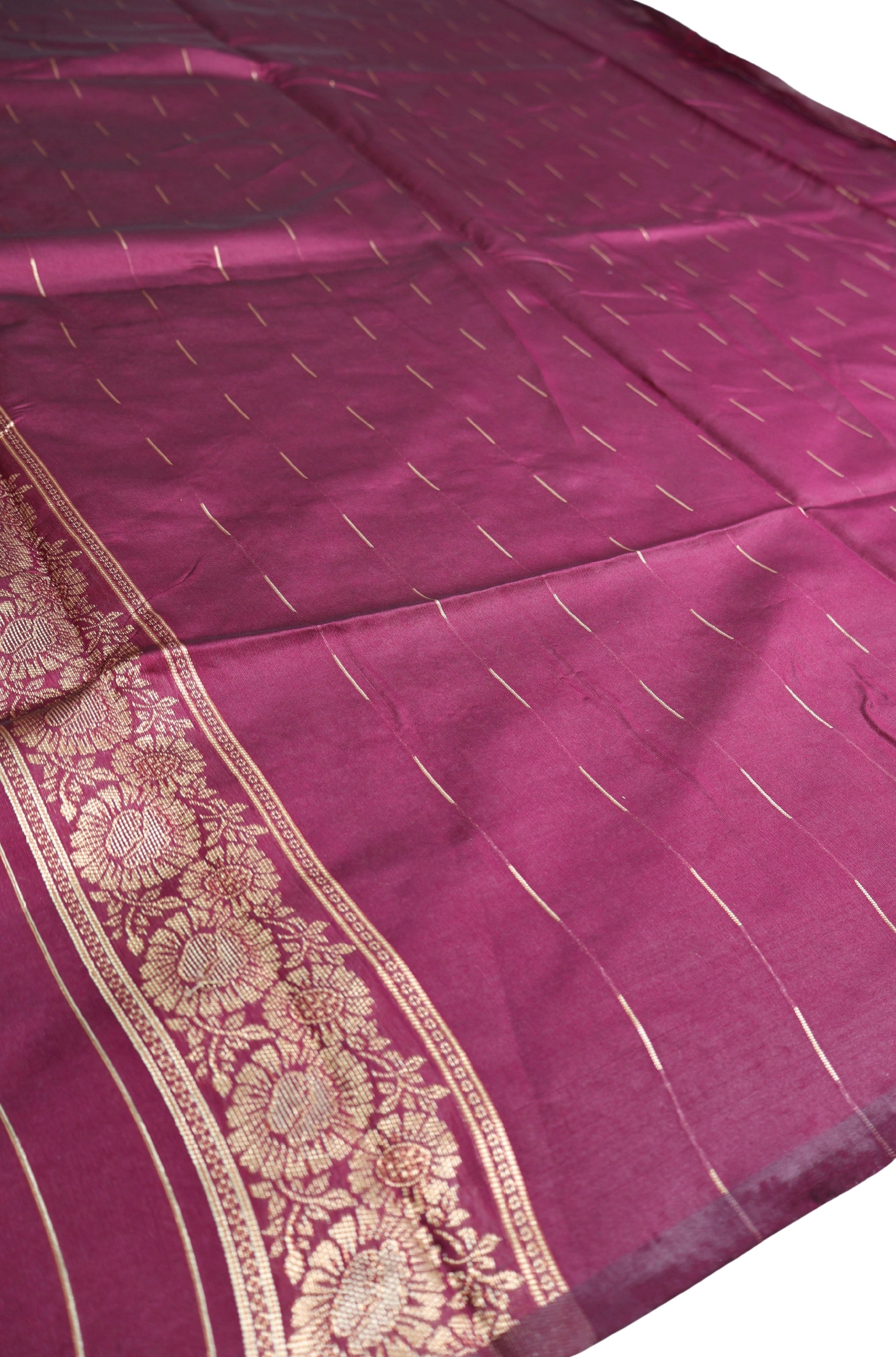 AMOLIKA Women's Banarasi Wine Silk Saree With Unstitched Blouse Piece AM-1419