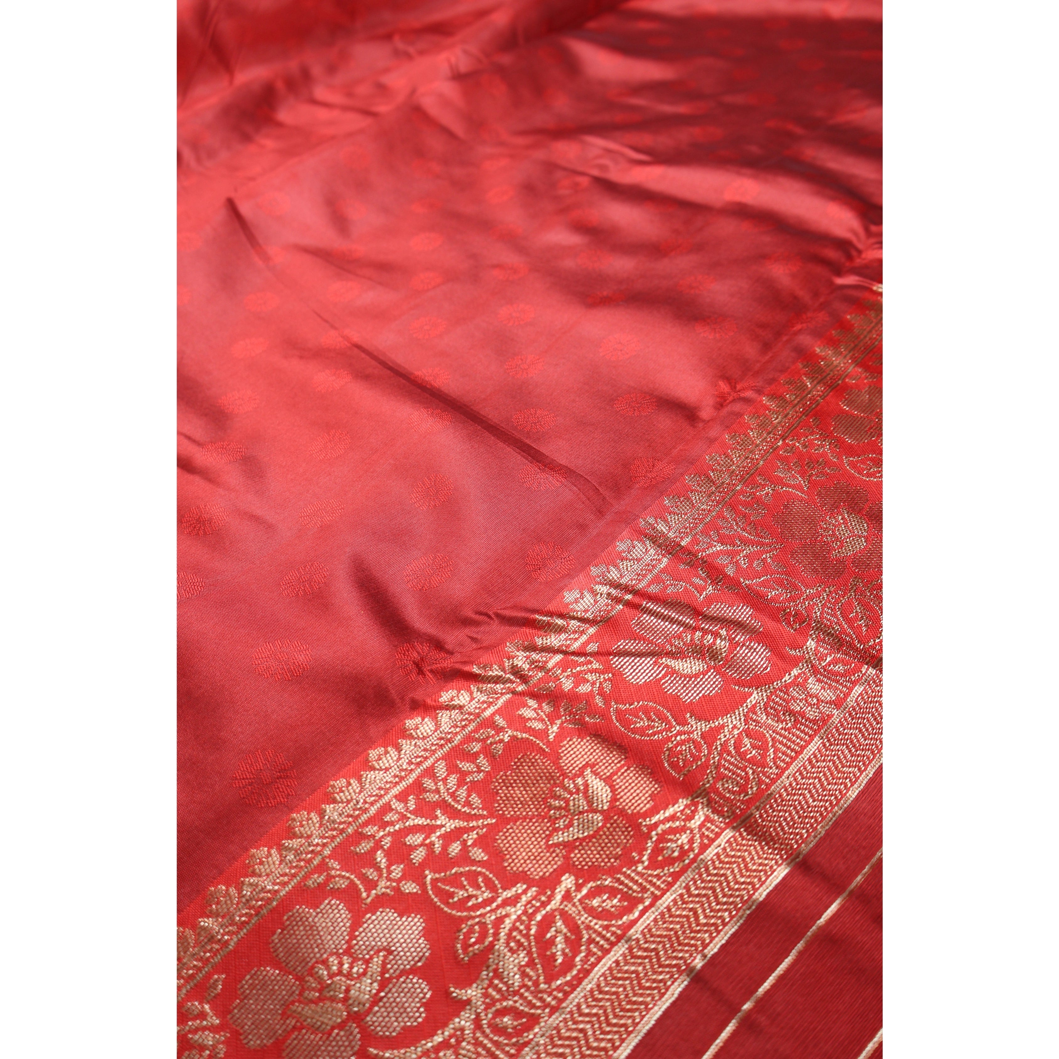 AMOLIKA Women's Banarasi Orange Silk Saree With Unstitched Blouse Piece AM-1287