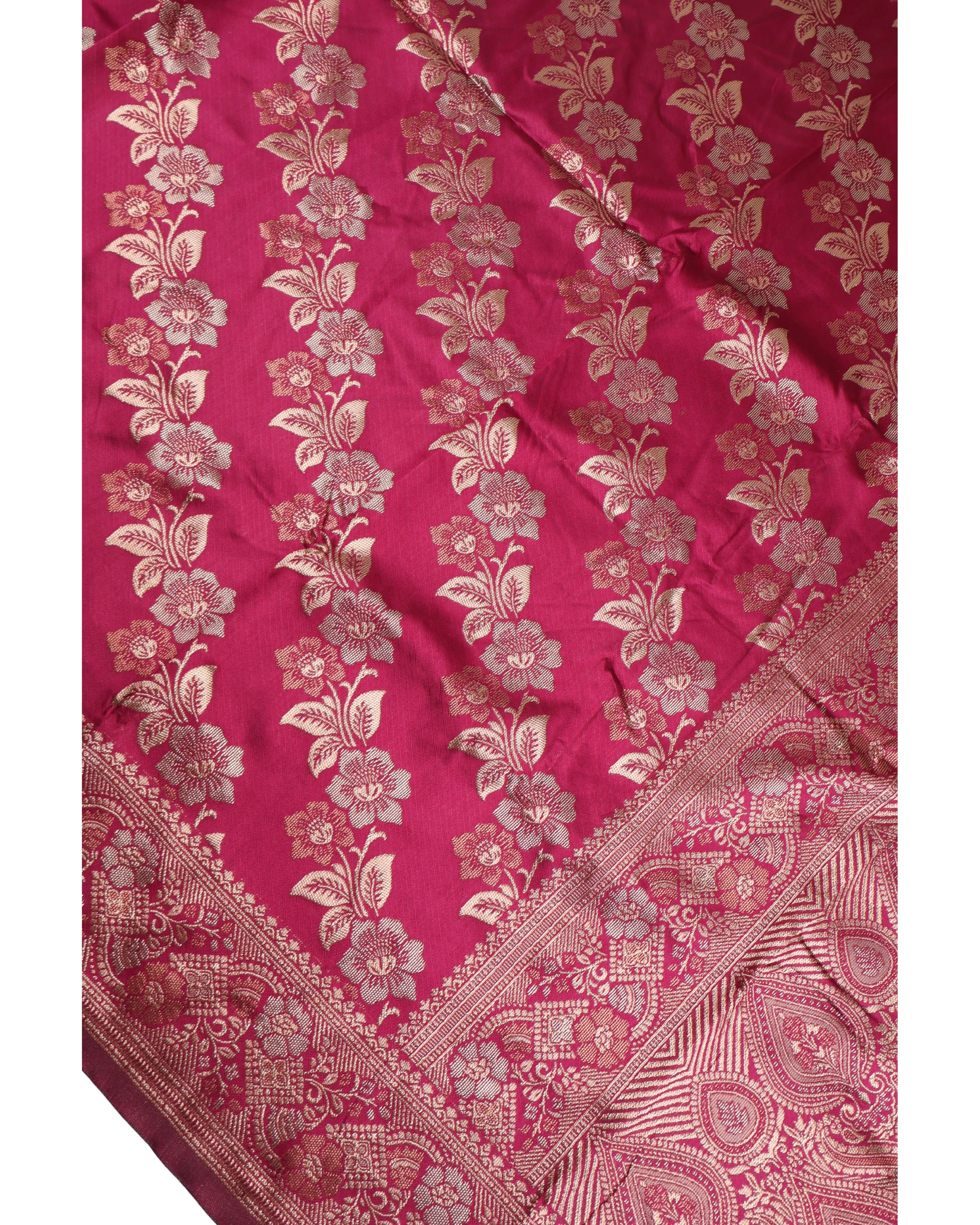 AMOLIKA Women's Banarasi Wine Silk Saree With Unstitched Blouse Piece AM-1312