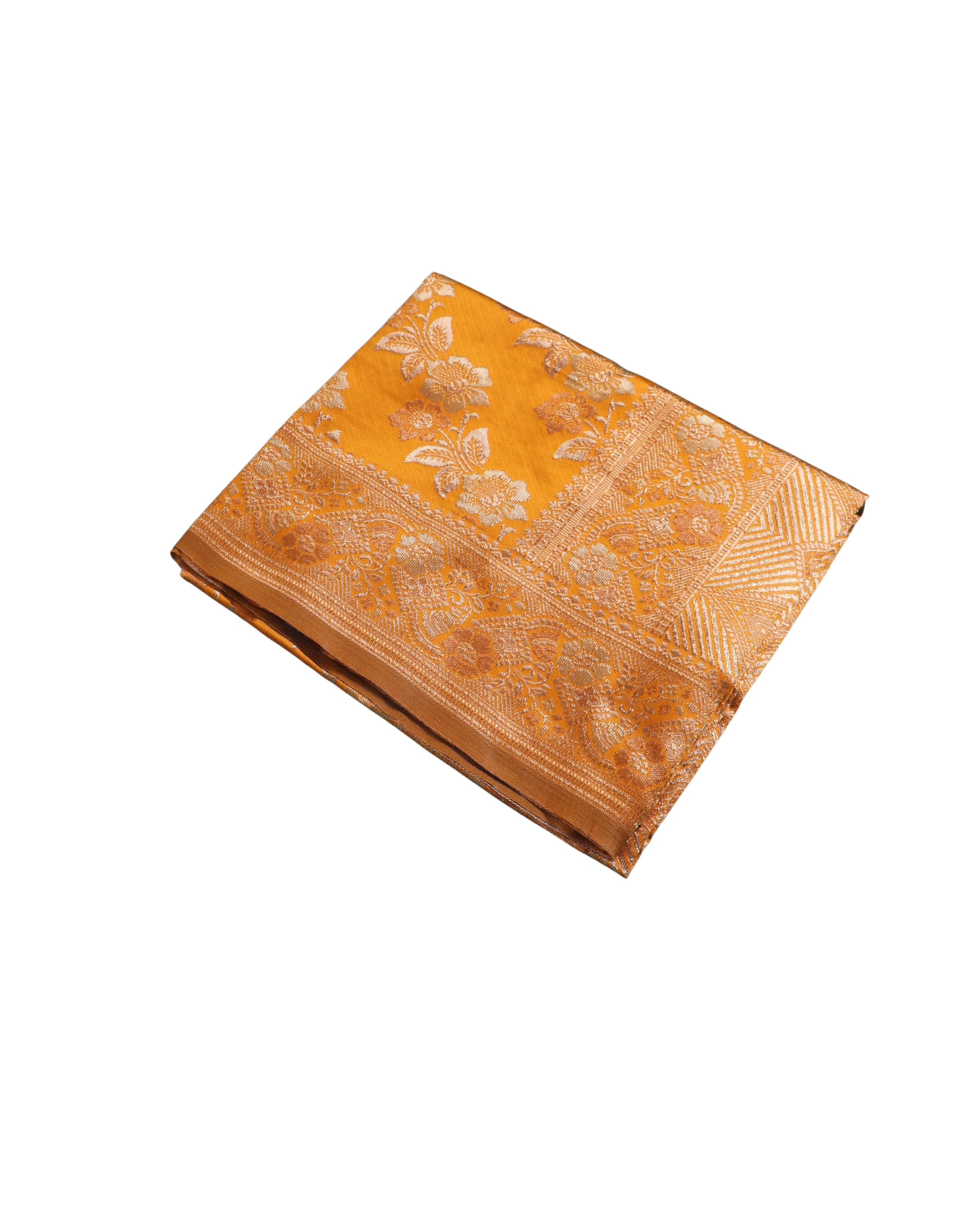 AMOLIKA Women's Banarasi Mustard Silk Saree With Unstitched Blouse Piece AM-1312