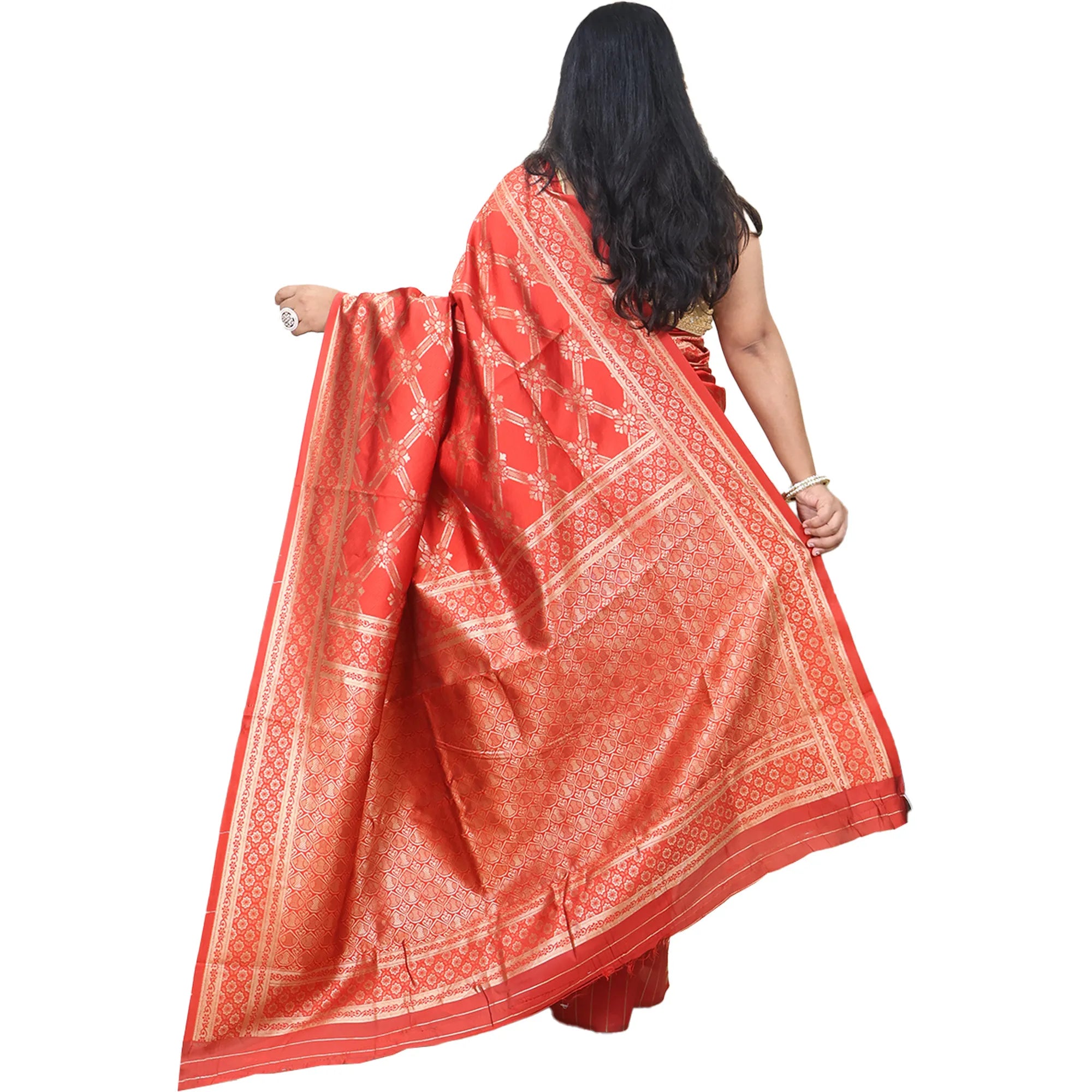 Amolika Sarees Bridal Collection Banarasi Red Silk Saree With Gold Zari & Unstitched Blouse