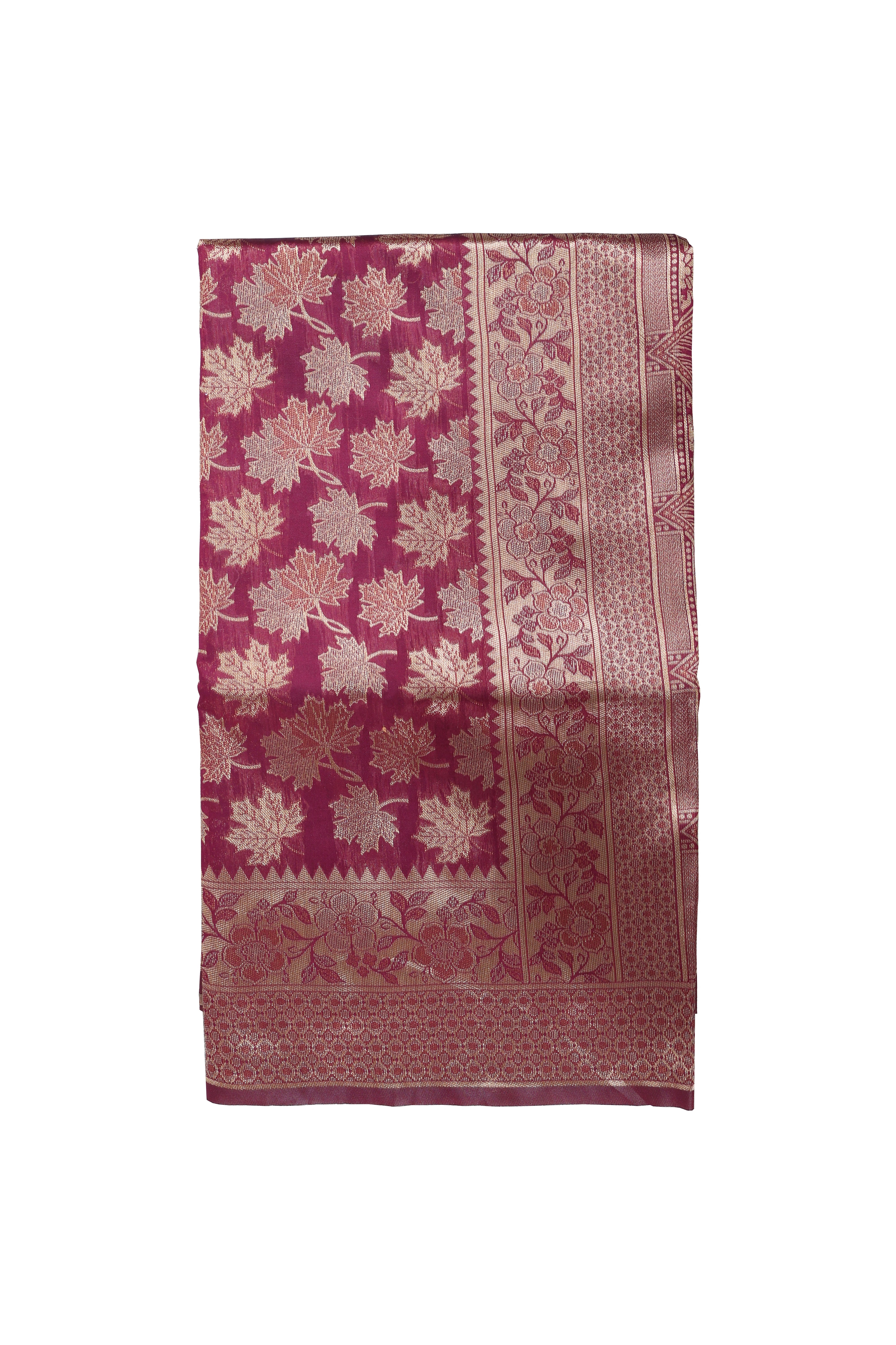 AMOLIKA Women's Banarasi Wine Silk Saree With Unstitched Blouse Piece AM-1283