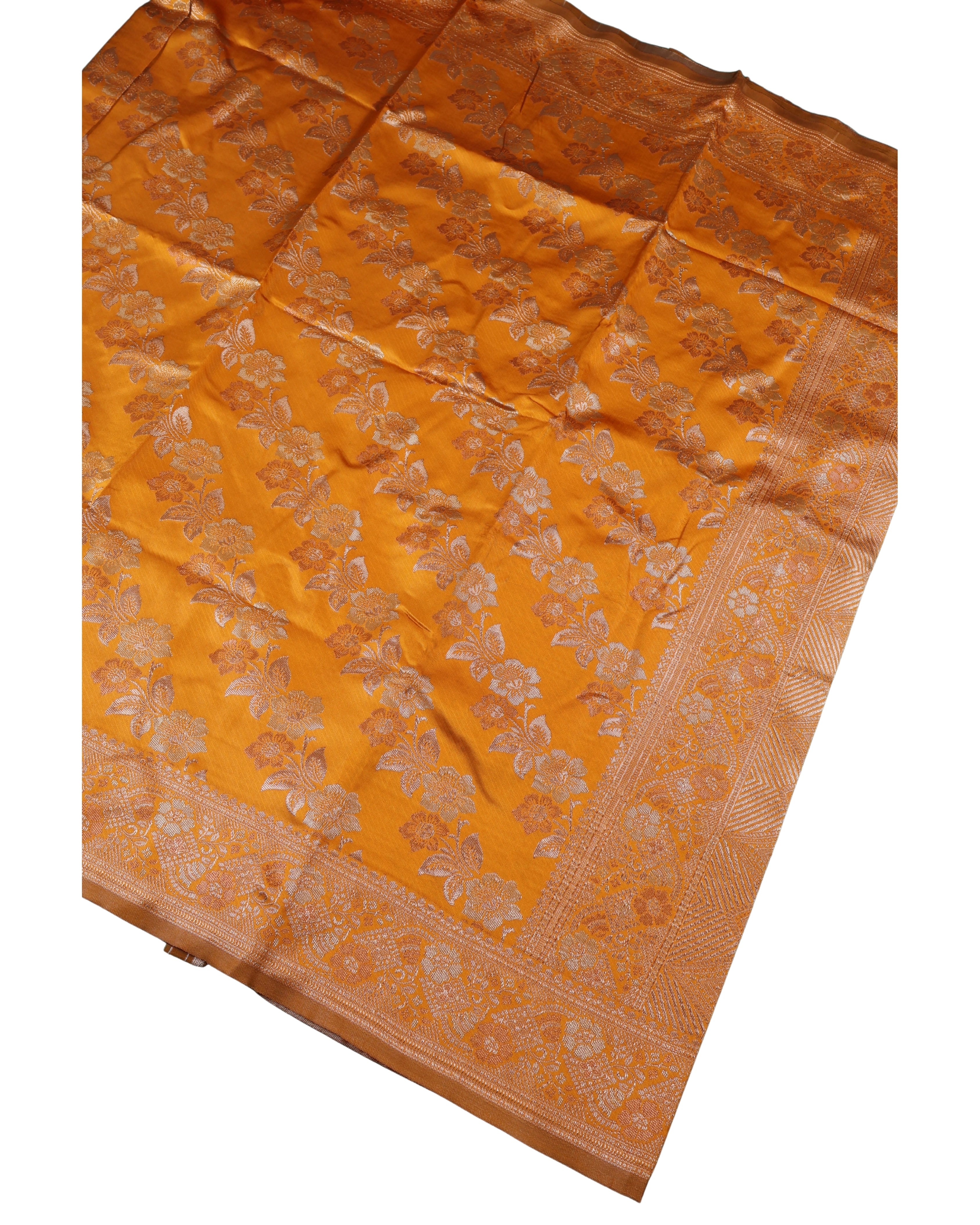 AMOLIKA Women's Banarasi Mustard Silk Saree With Unstitched Blouse Piece AM-1312