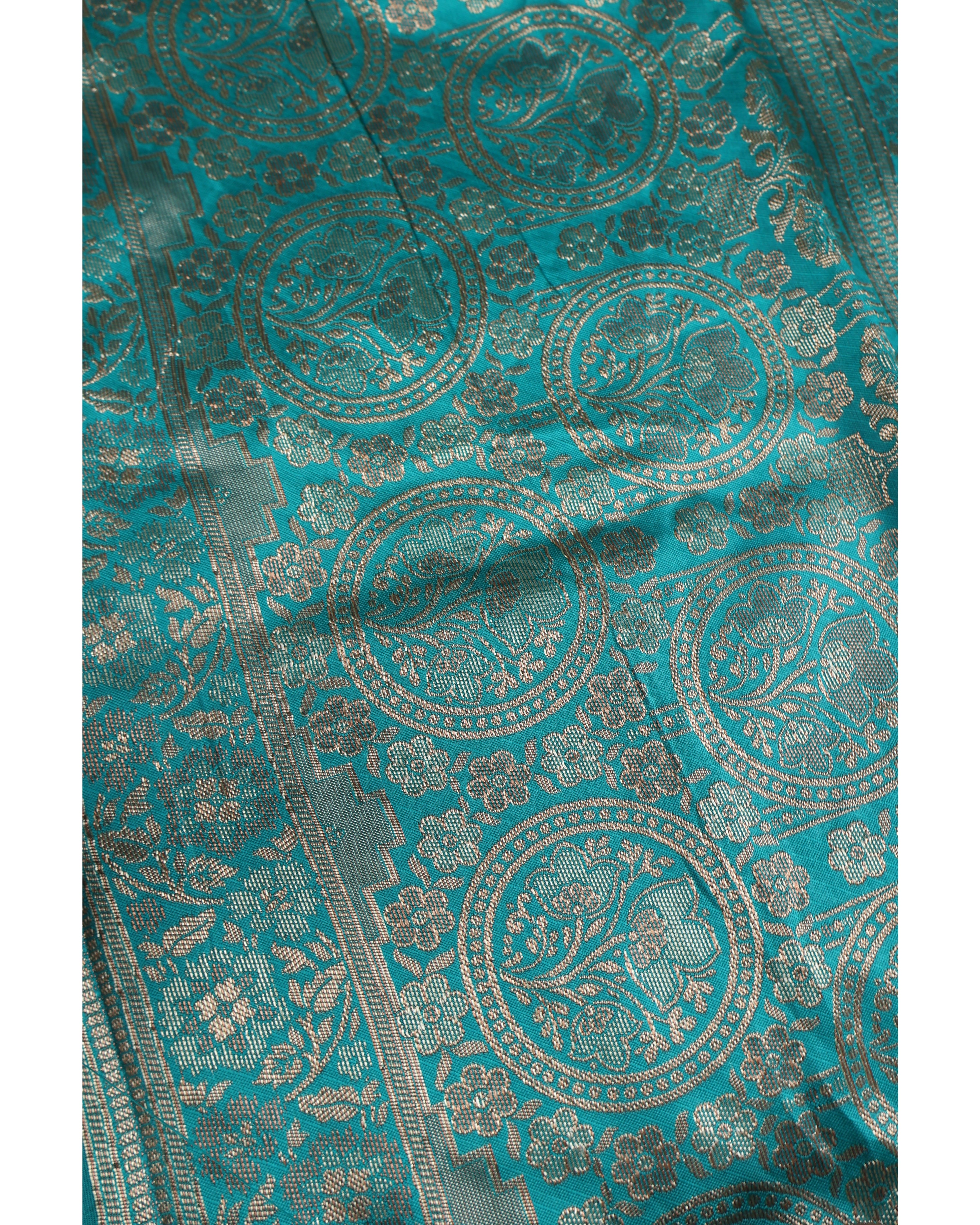 AMOLIKA Women's Banarasi Sky Blue Silk Saree With Unstitched Blouse Piece AM-1285