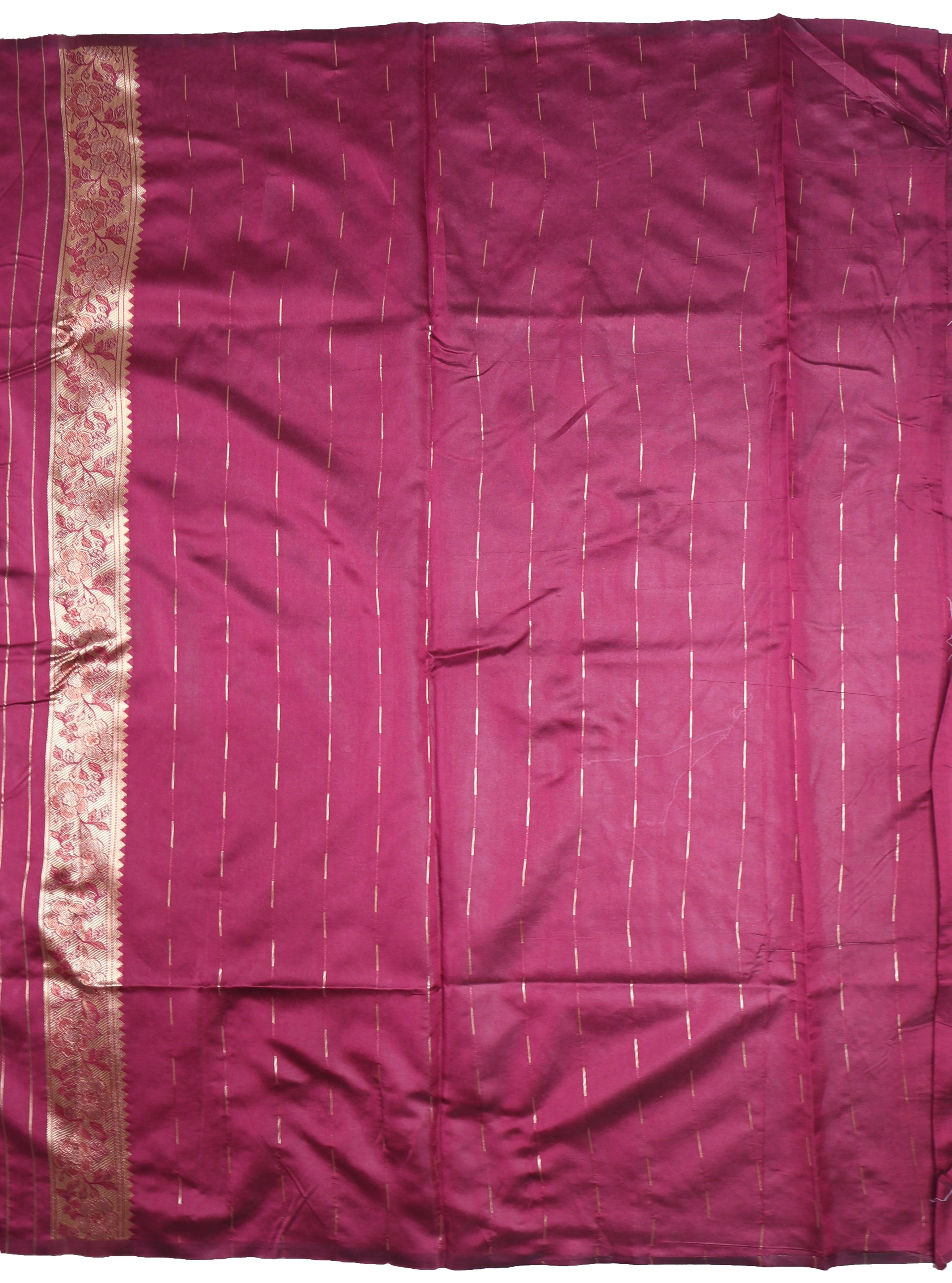 AMOLIKA Women's Banarasi Wine Silk Saree With Unstitched Blouse Piece AM-1283