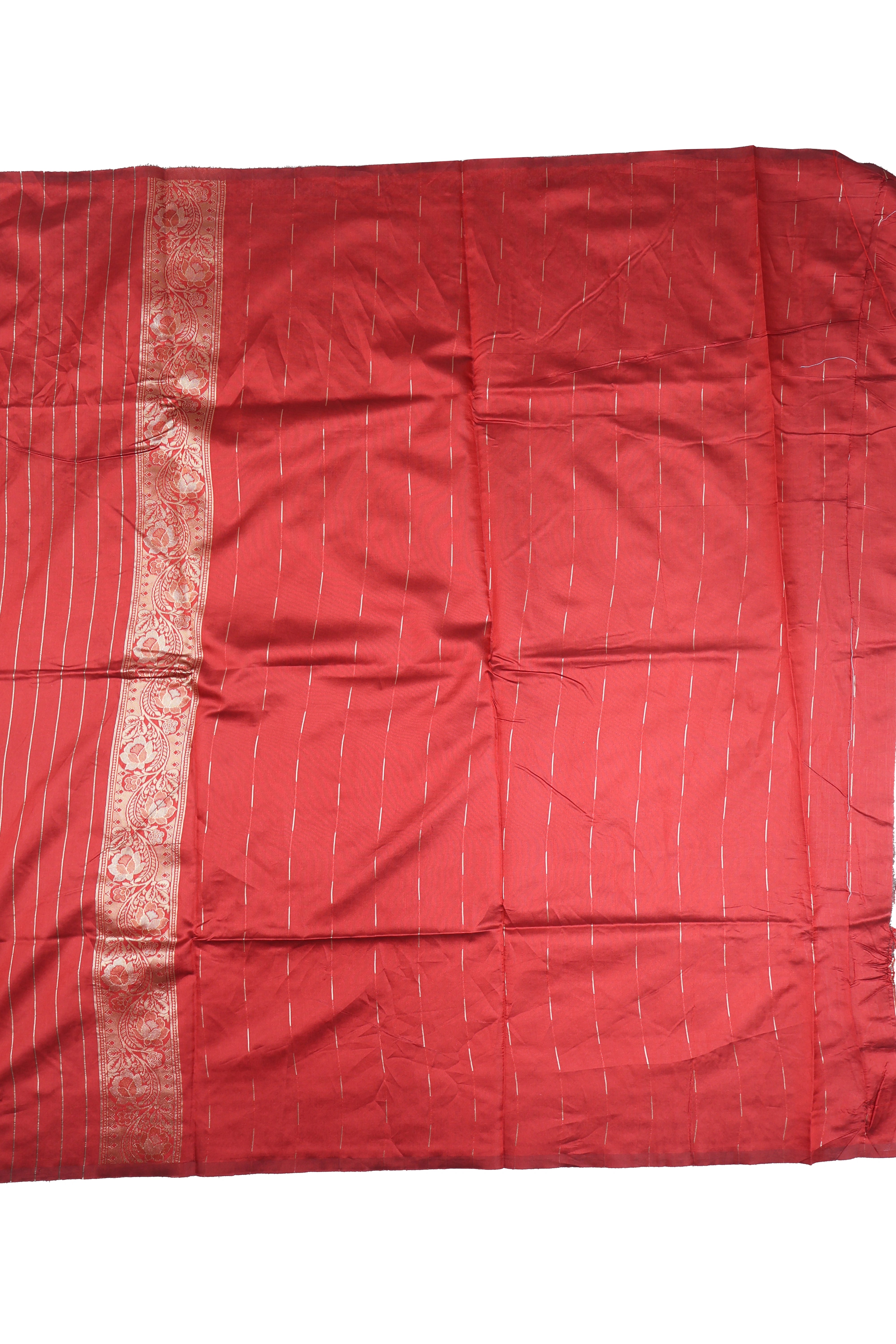 AMOLIKA Women's Banarasi Red Silk Saree With Unstitched Blouse Piece AM-1314