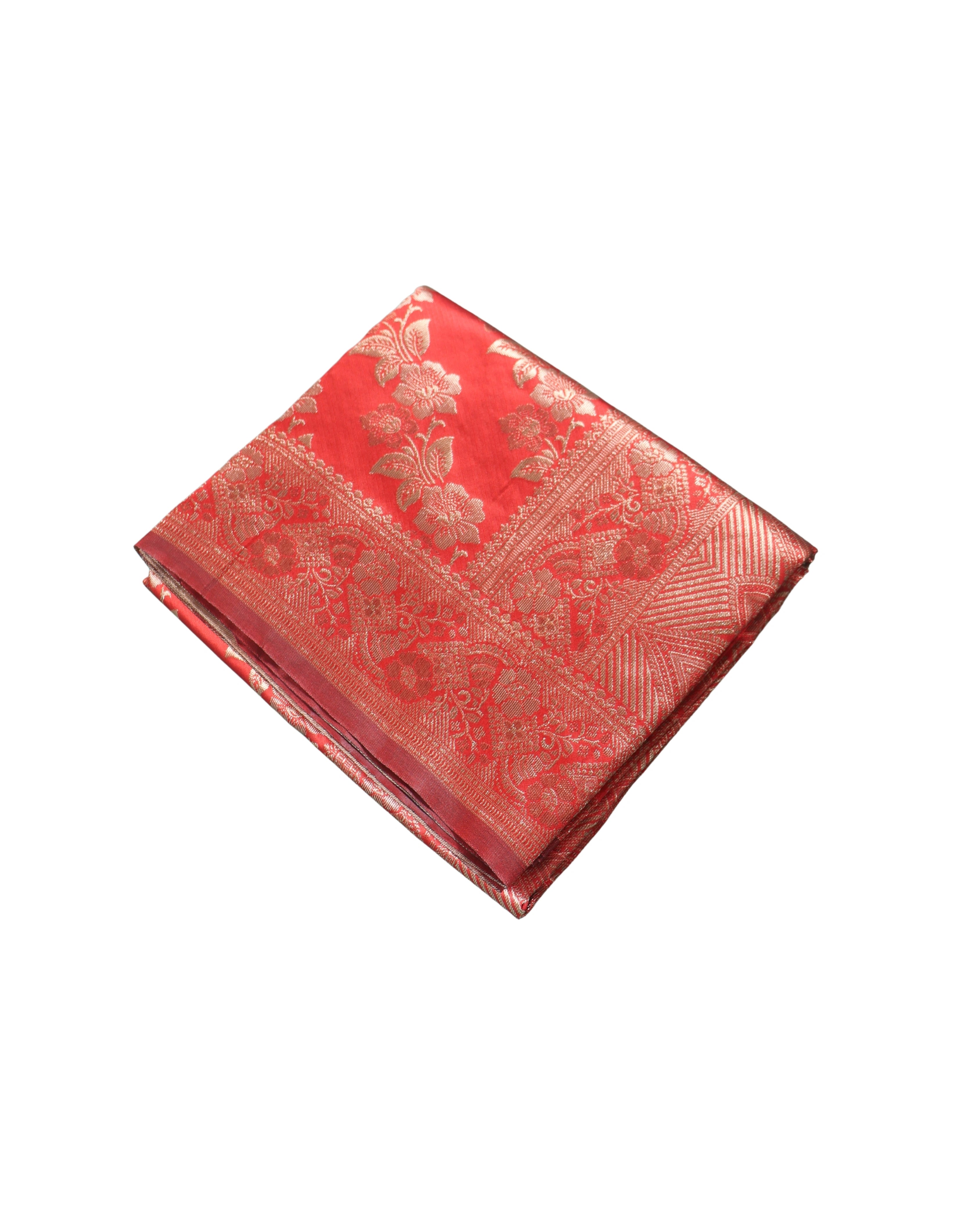 AMOLIKA Women's Banarasi Red Silk Saree With Unstitched Blouse Piece AM-1312
