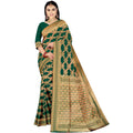 Amolika Sarees Wedding Wear Bottle Green Banarasi Silk Saree With Unstitched Blouse Piece