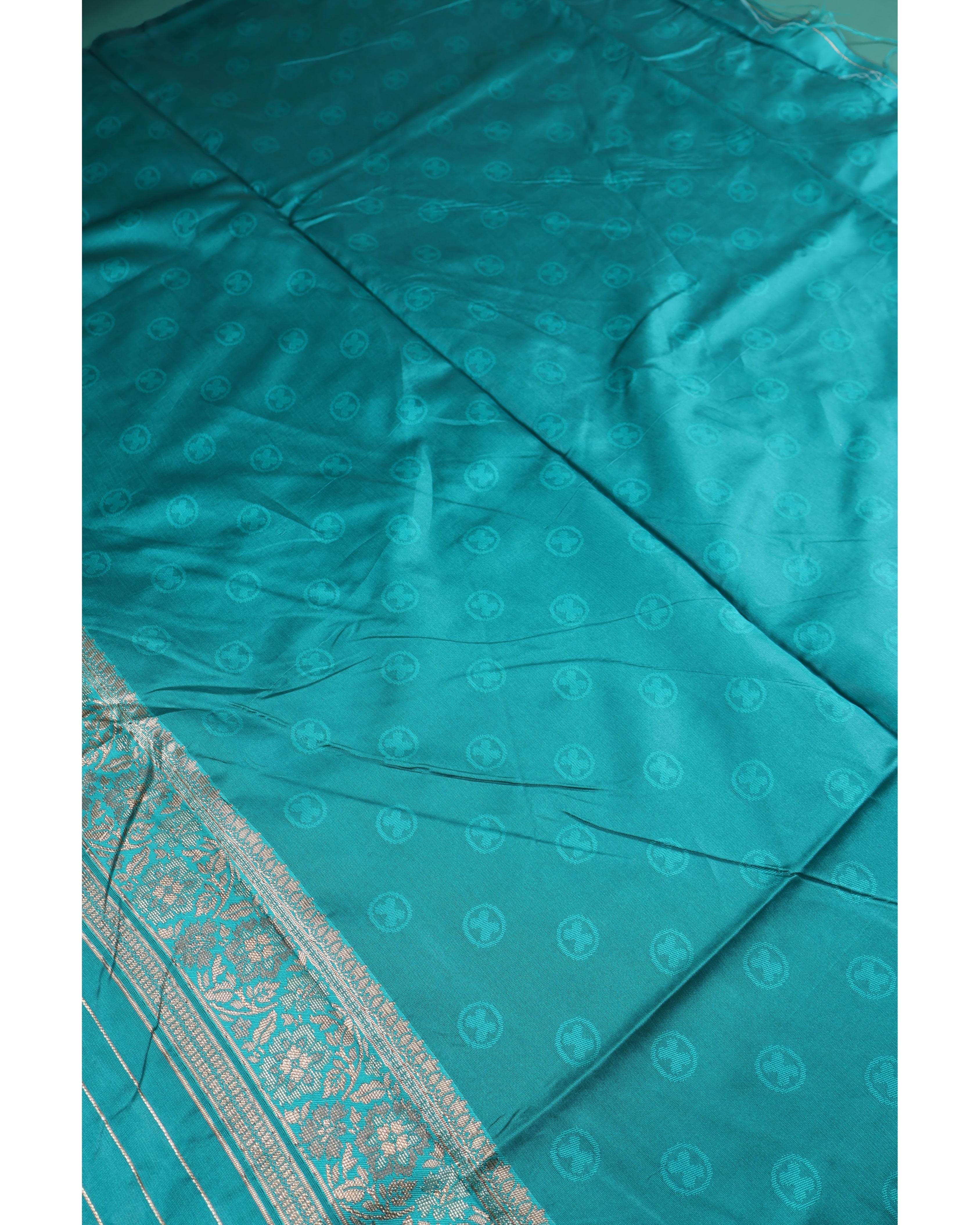 AMOLIKA Women's Banarasi Sky Blue Silk Saree With Unstitched Blouse Piece AM-1285