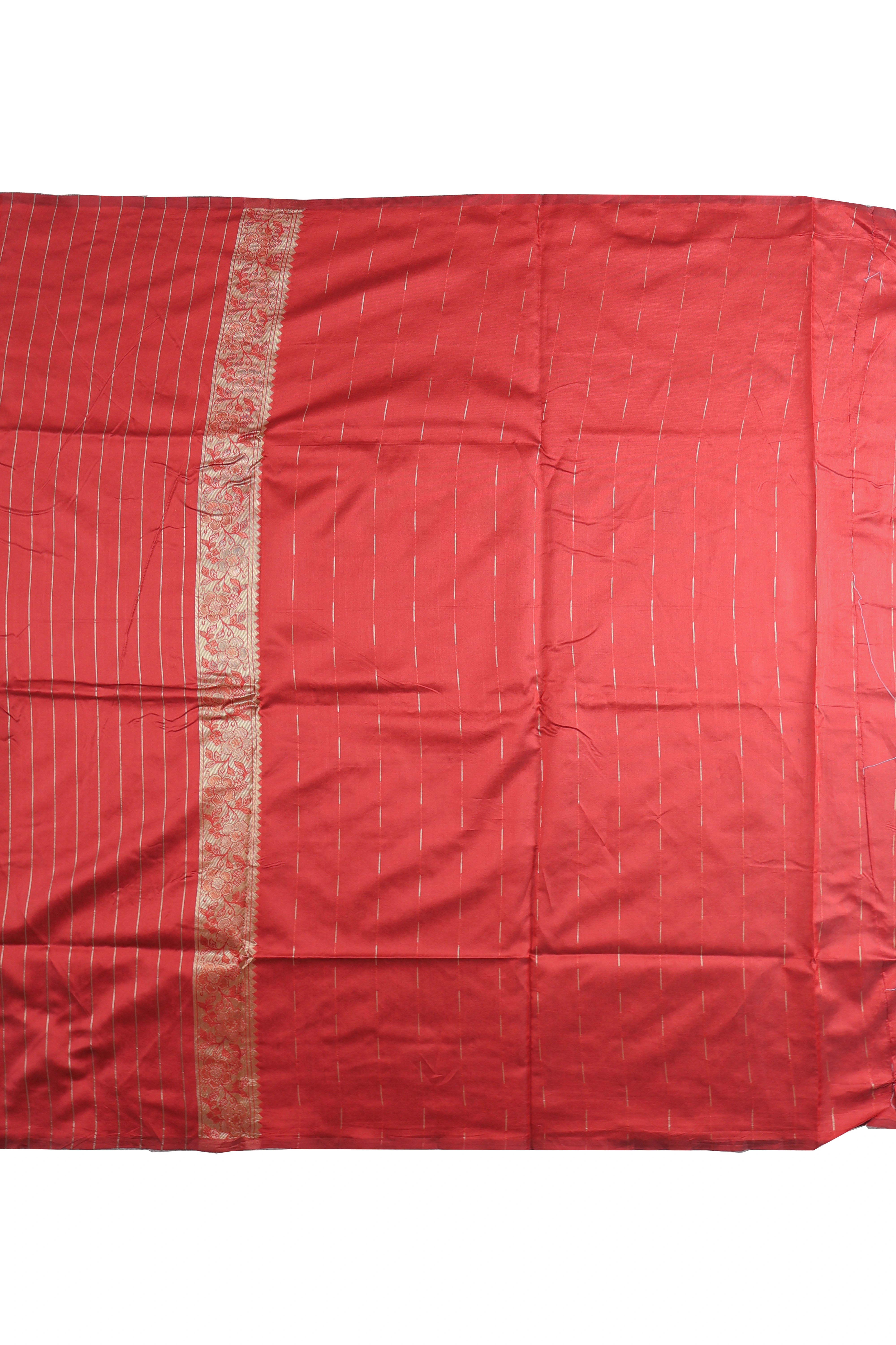 AMOLIKA Women's Banarasi Red Silk Saree With Unstitched Blouse Piece AM-1283