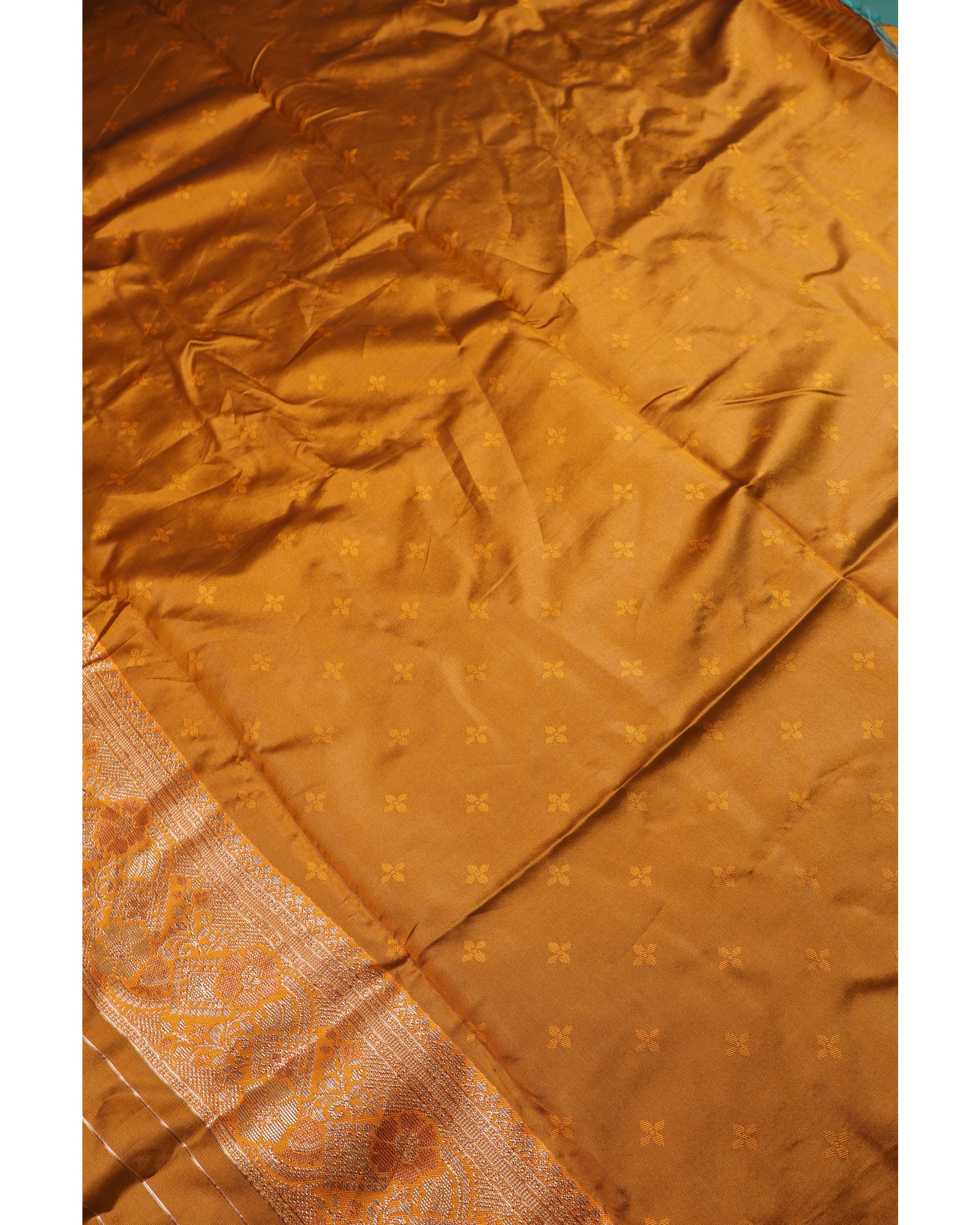 AMOLIKA Women's Banarasi Mustard Silk Saree With Unstitched Blouse Piece AM-1312