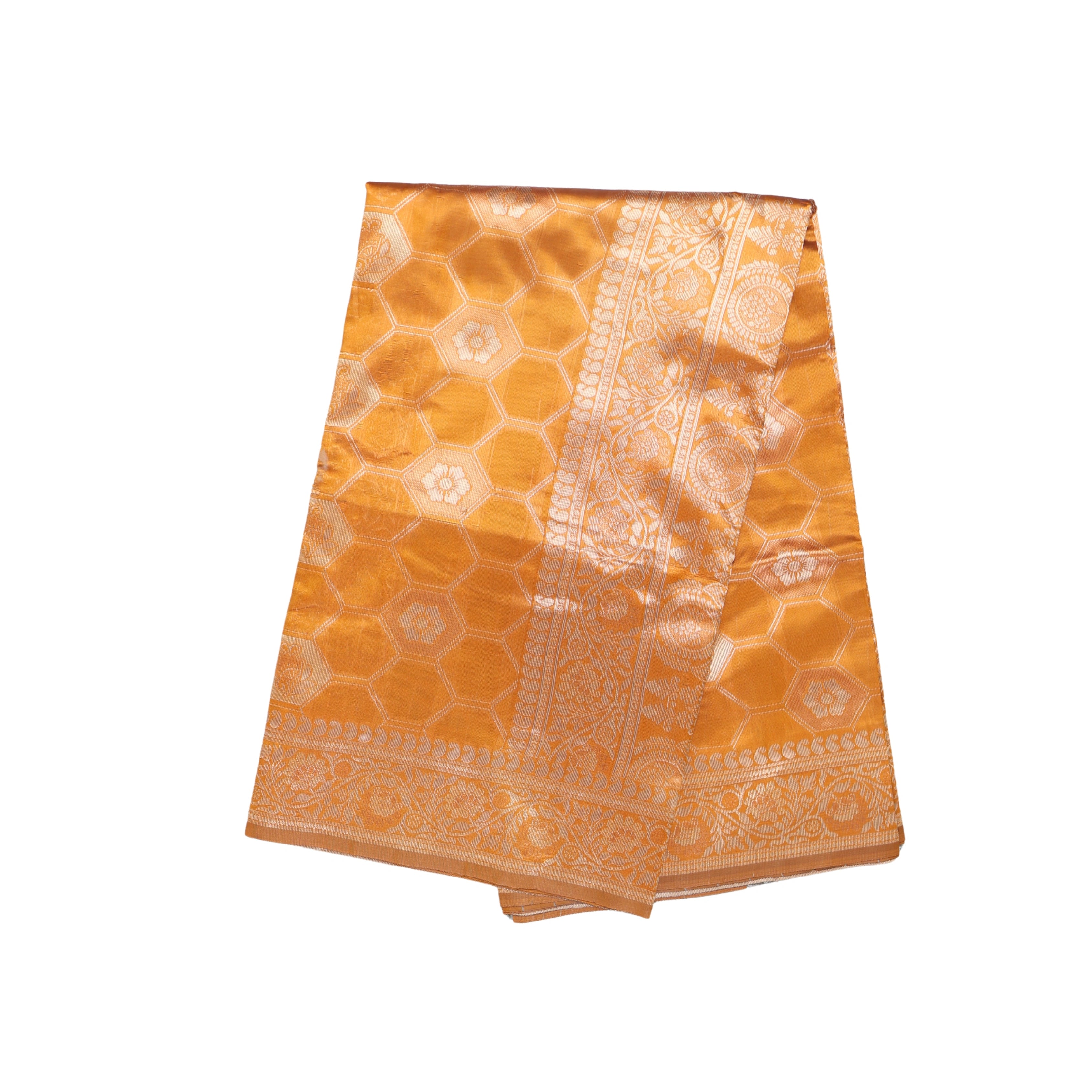AMOLIKA Women's Banarasi Mustard Silk Saree With Unstitched Blouse Piece AM-1311