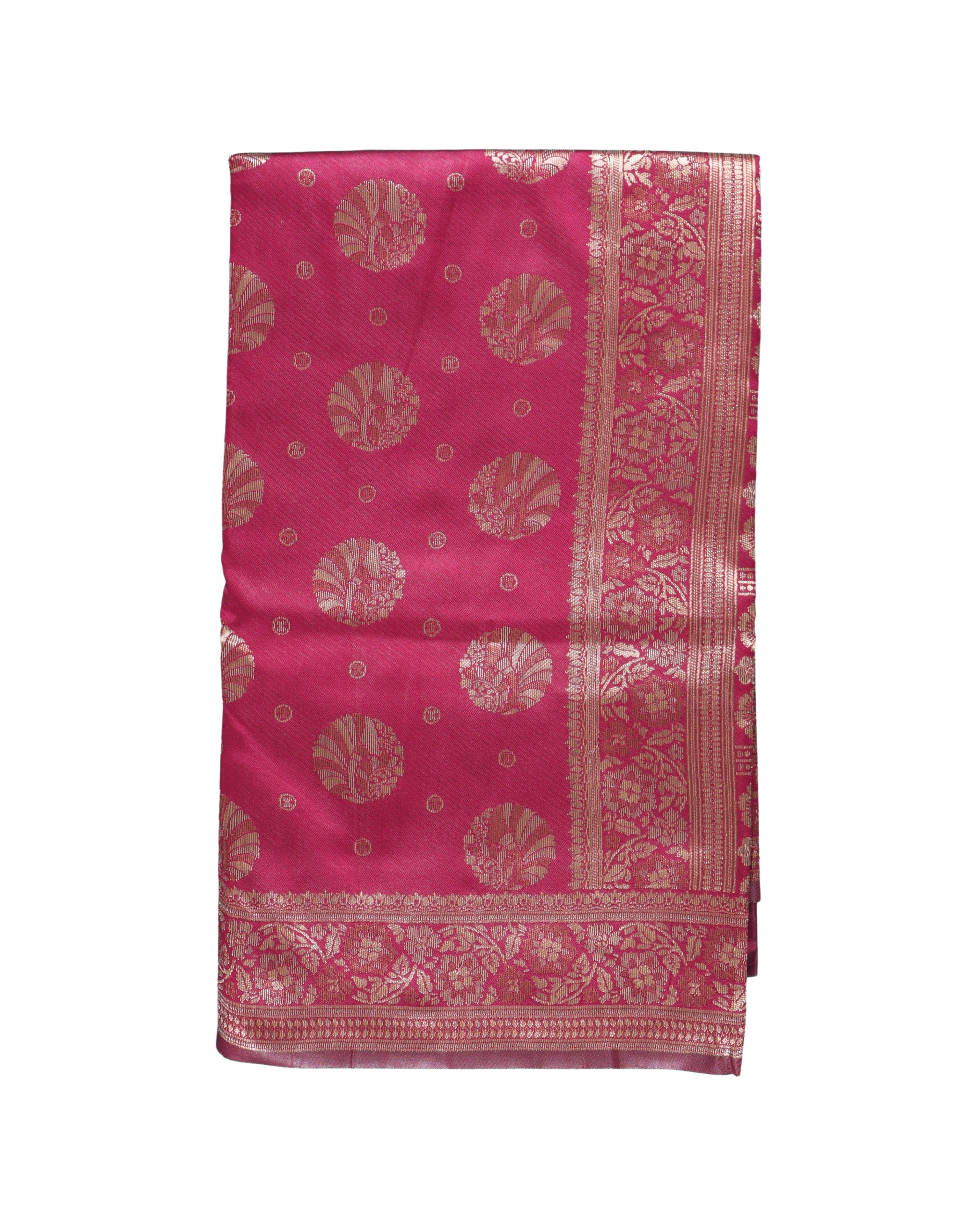 AMOLIKA Women's Banarasi Wine Silk Saree With Unstitched Blouse Piece AM-1285