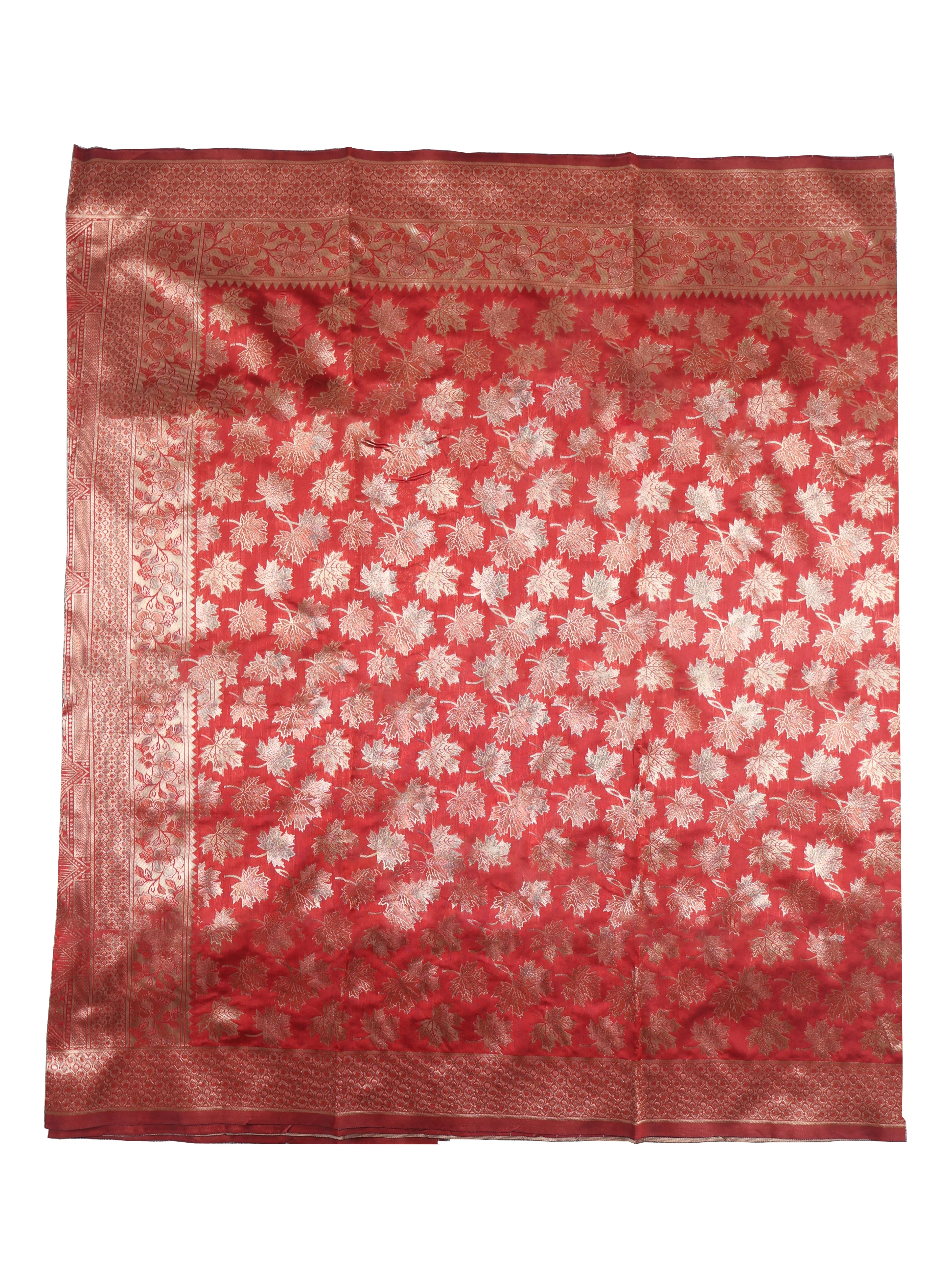AMOLIKA Women's Banarasi Red Silk Saree With Unstitched Blouse Piece AM-1283