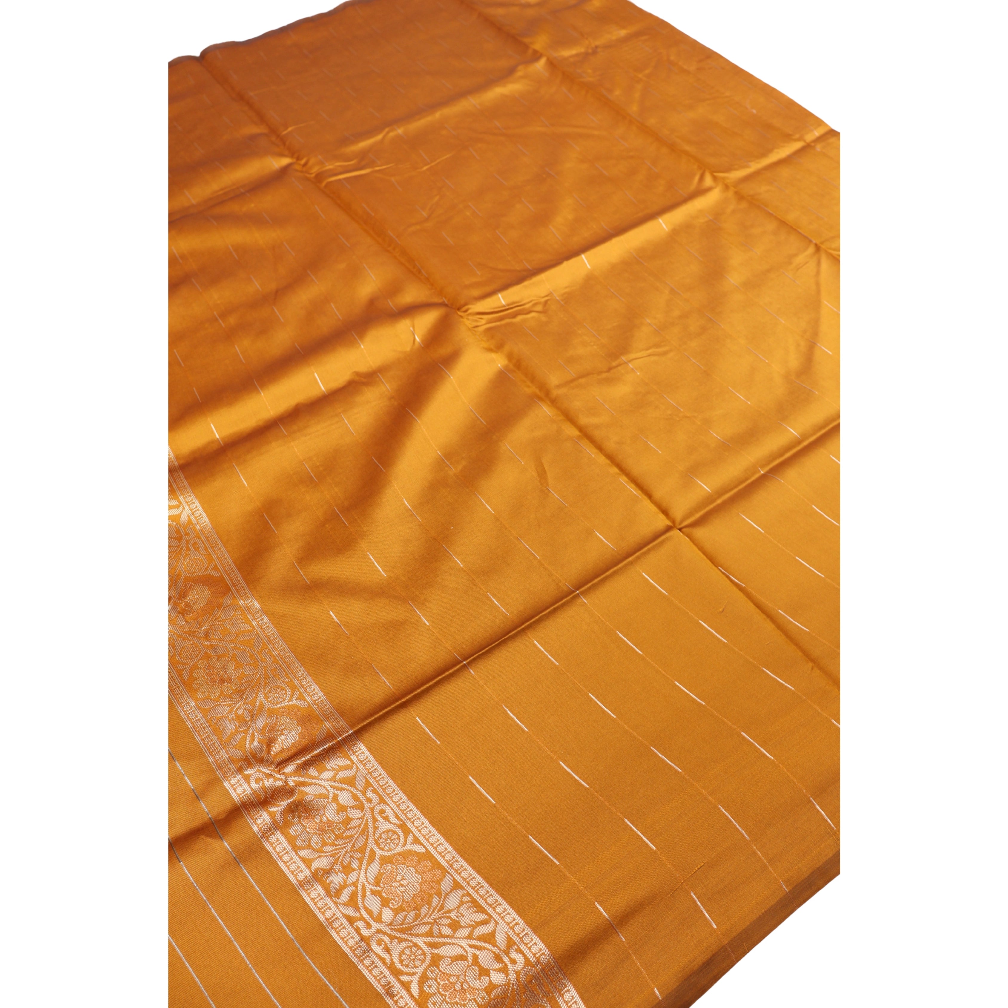 AMOLIKA Women's Banarasi Mustard Silk Saree With Unstitched Blouse Piece AM-1311