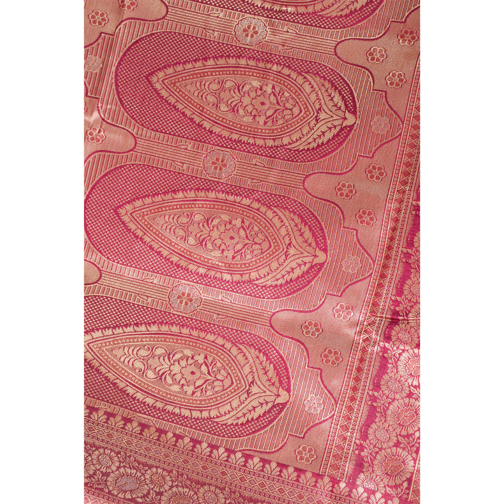 Amolika Sarees Classic Deep Wine Banarasi Silk Saree With Heavy Border Look & Unstitched Blouse