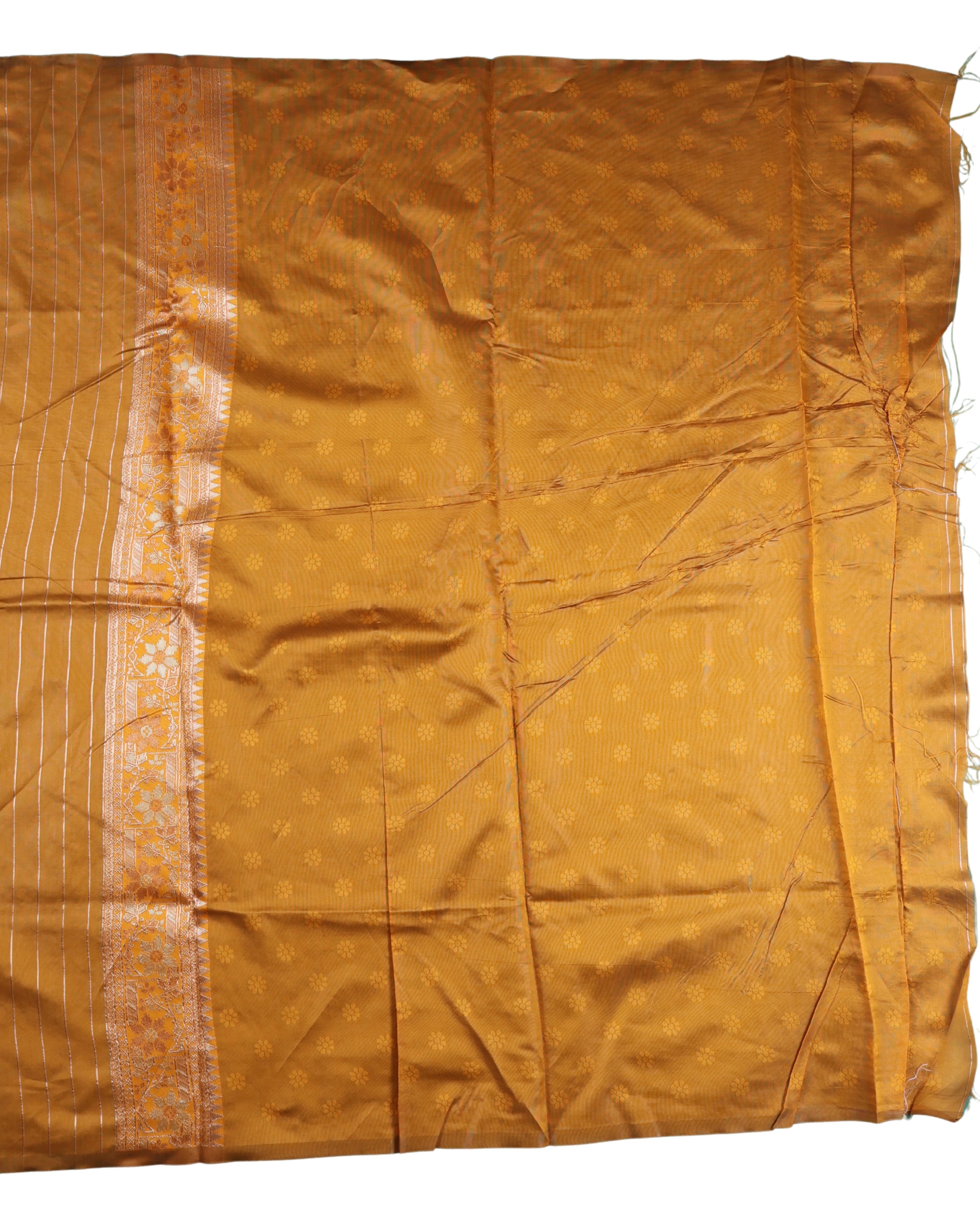 AMOLIKA Women's Banarasi Mustard Silk Saree With Unstitched Blouse Piece AM-1313