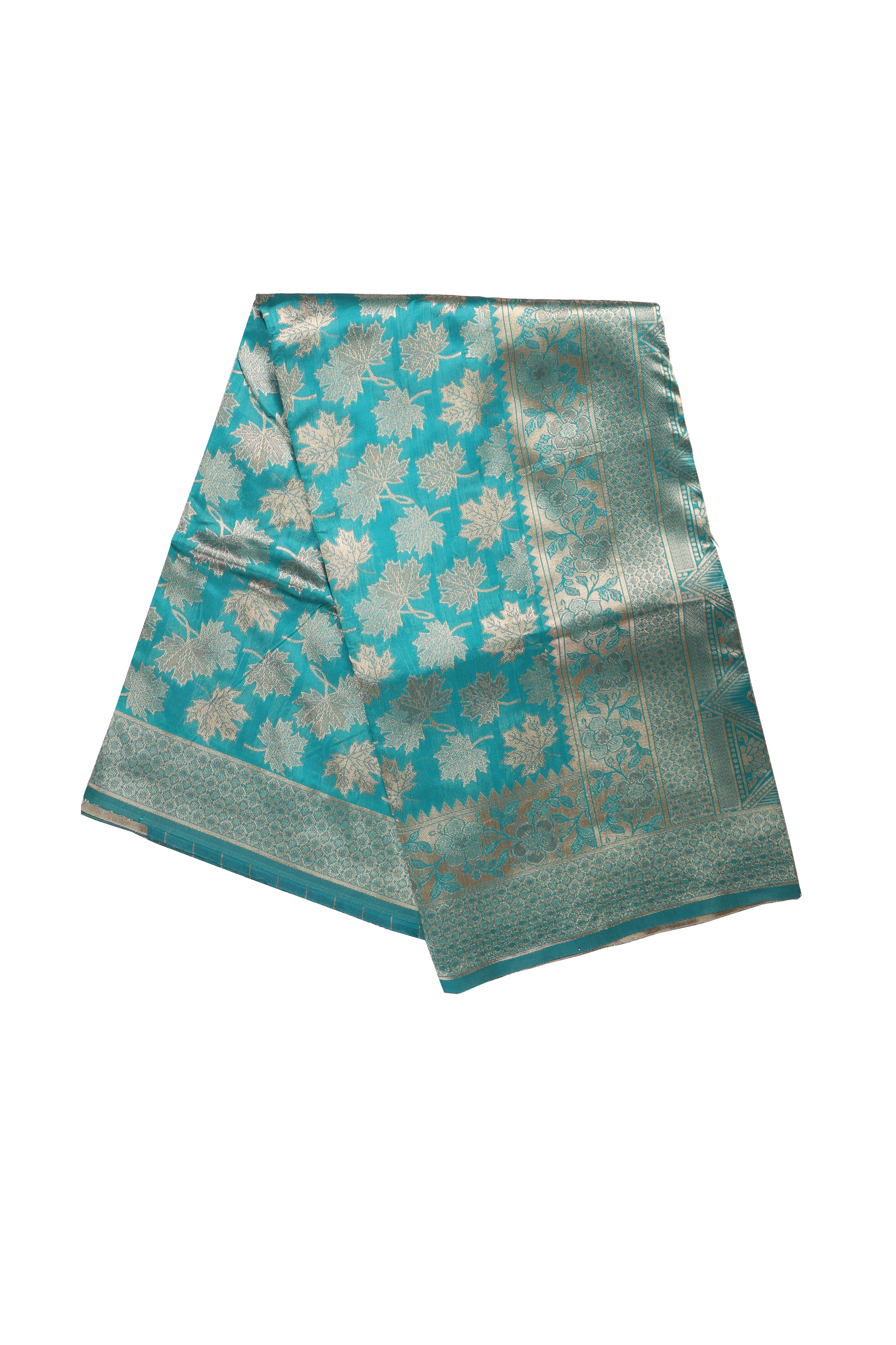 AMOLIKA Women's Banarasi Sky Blue Silk Saree With Unstitched Blouse Piece AM-1283