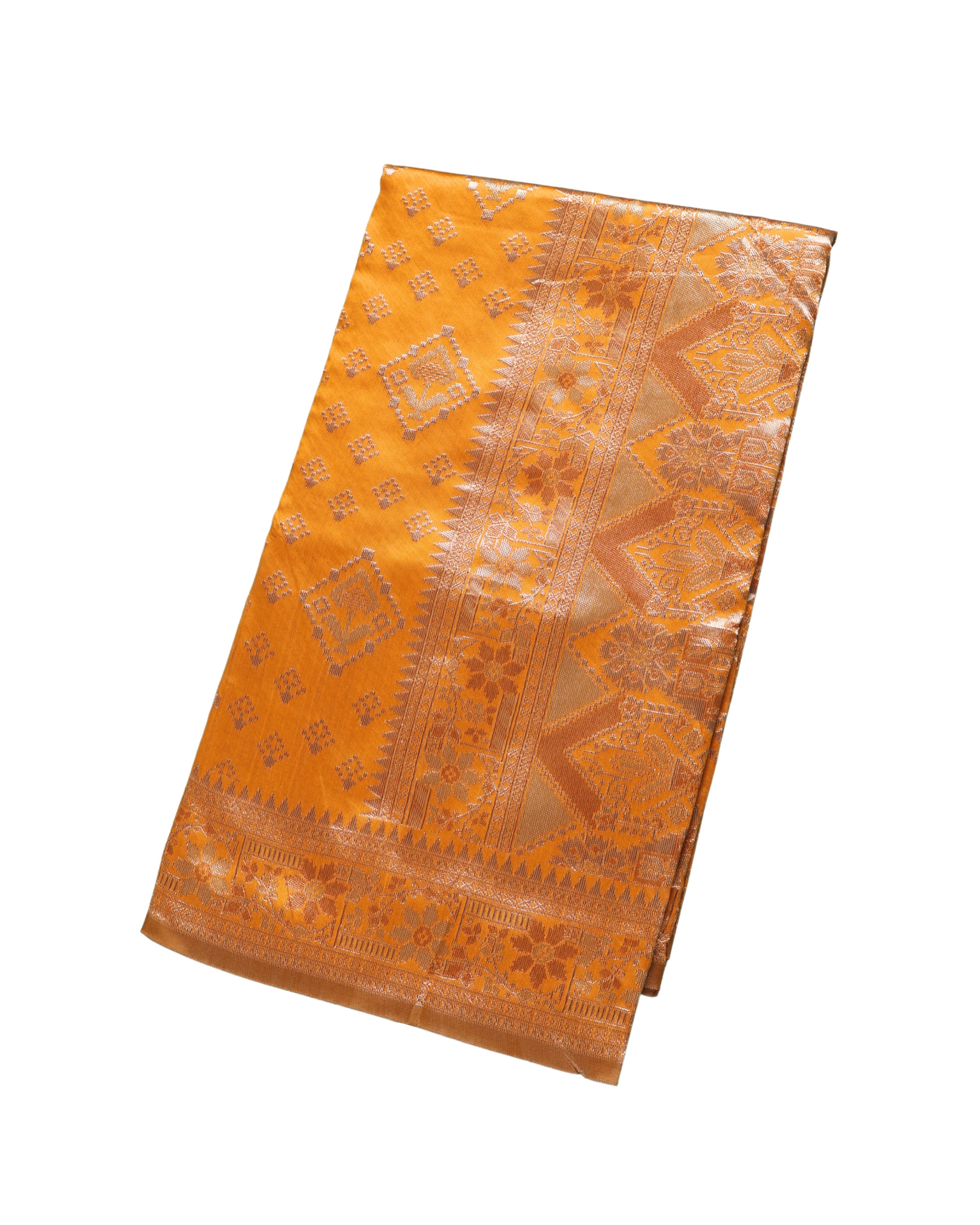 AMOLIKA Women's Banarasi Mustard Silk Saree With Unstitched Blouse Piece AM-1313