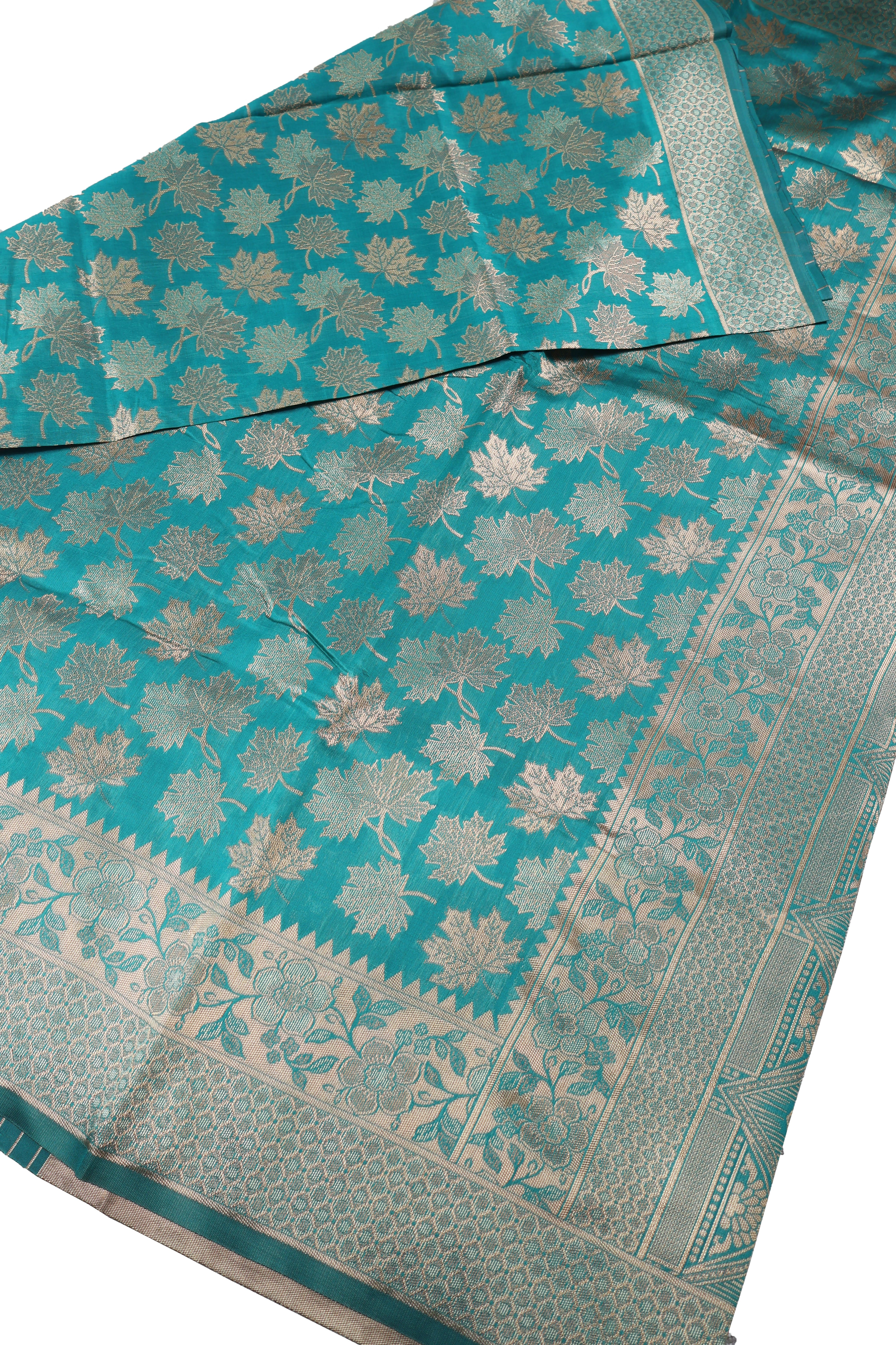 AMOLIKA Women's Banarasi Sky Blue Silk Saree With Unstitched Blouse Piece AM-1283
