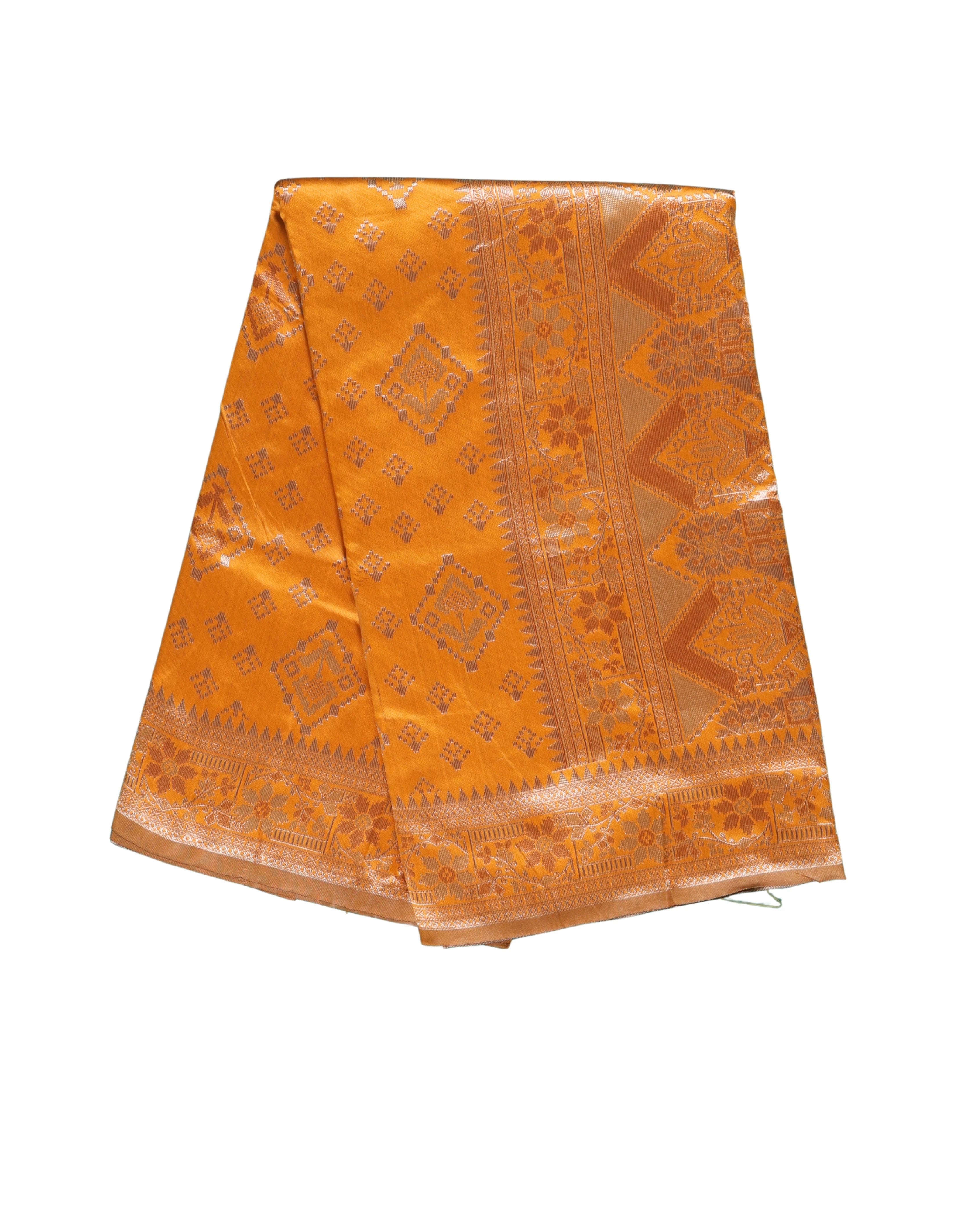 AMOLIKA Women's Banarasi Mustard Silk Saree With Unstitched Blouse Piece AM-1313