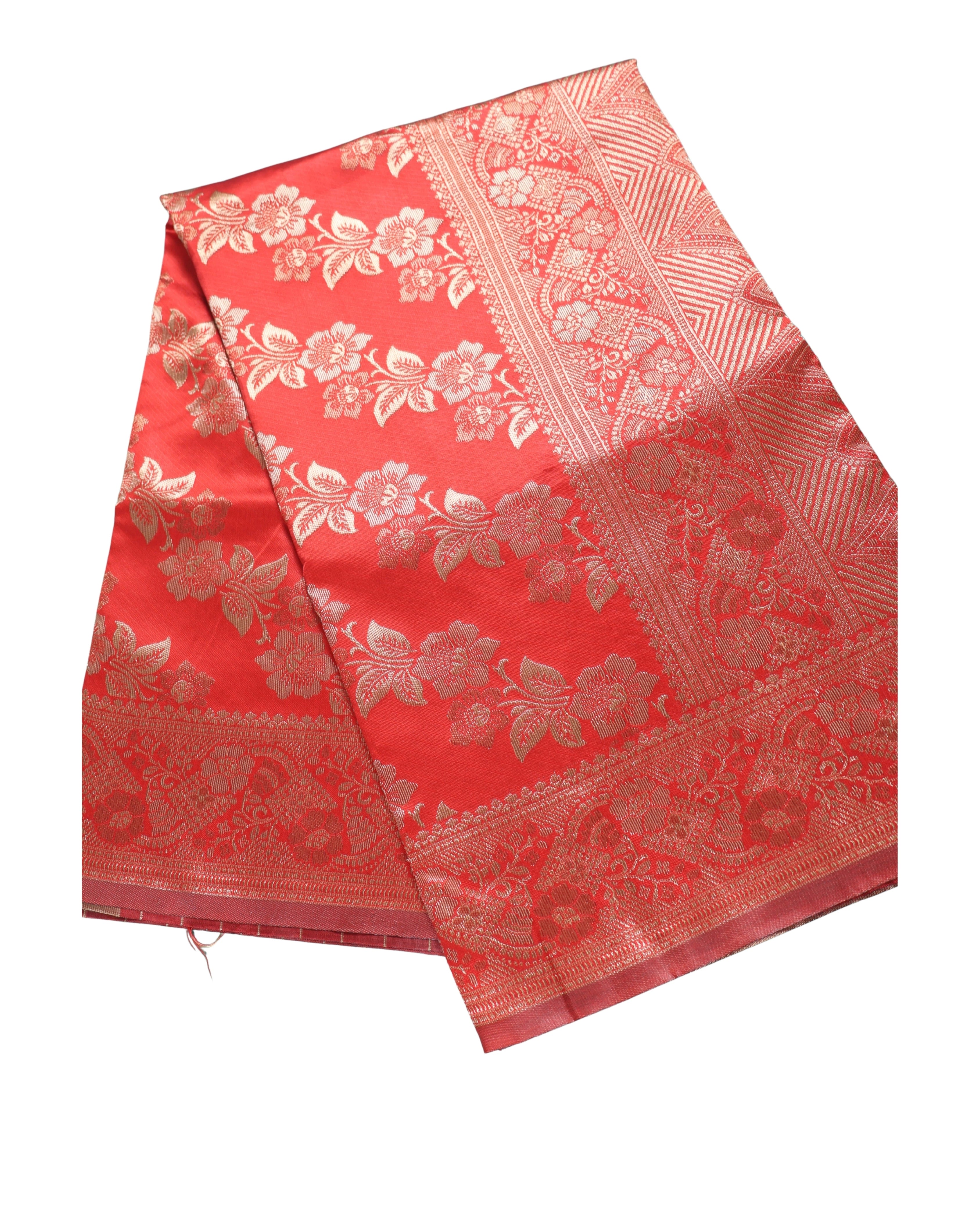 AMOLIKA Women's Banarasi Red Silk Saree With Unstitched Blouse Piece AM-1312