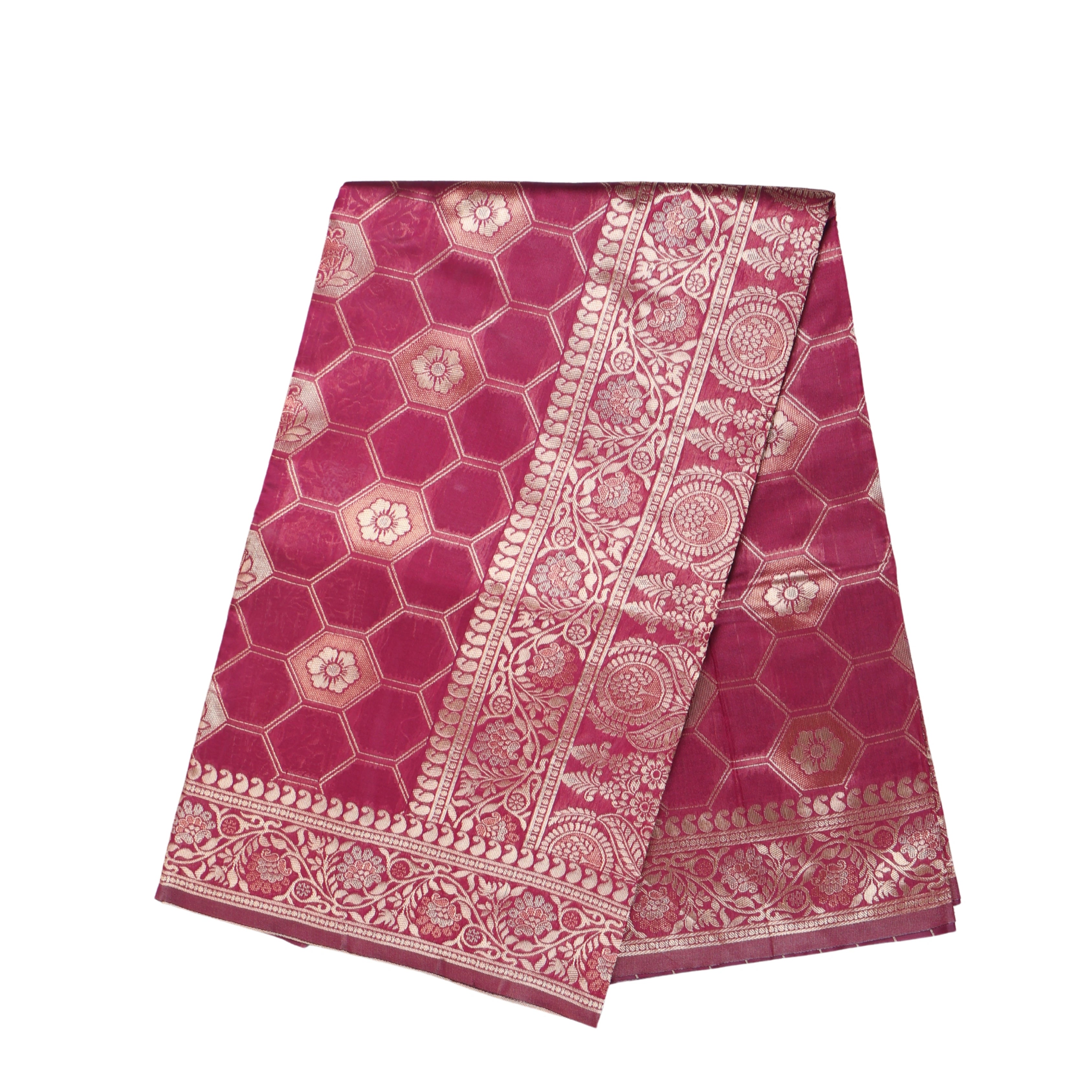AMOLIKA Women's Banarasi Wine Saree With Unstitched Blouse Piece AM-1311
