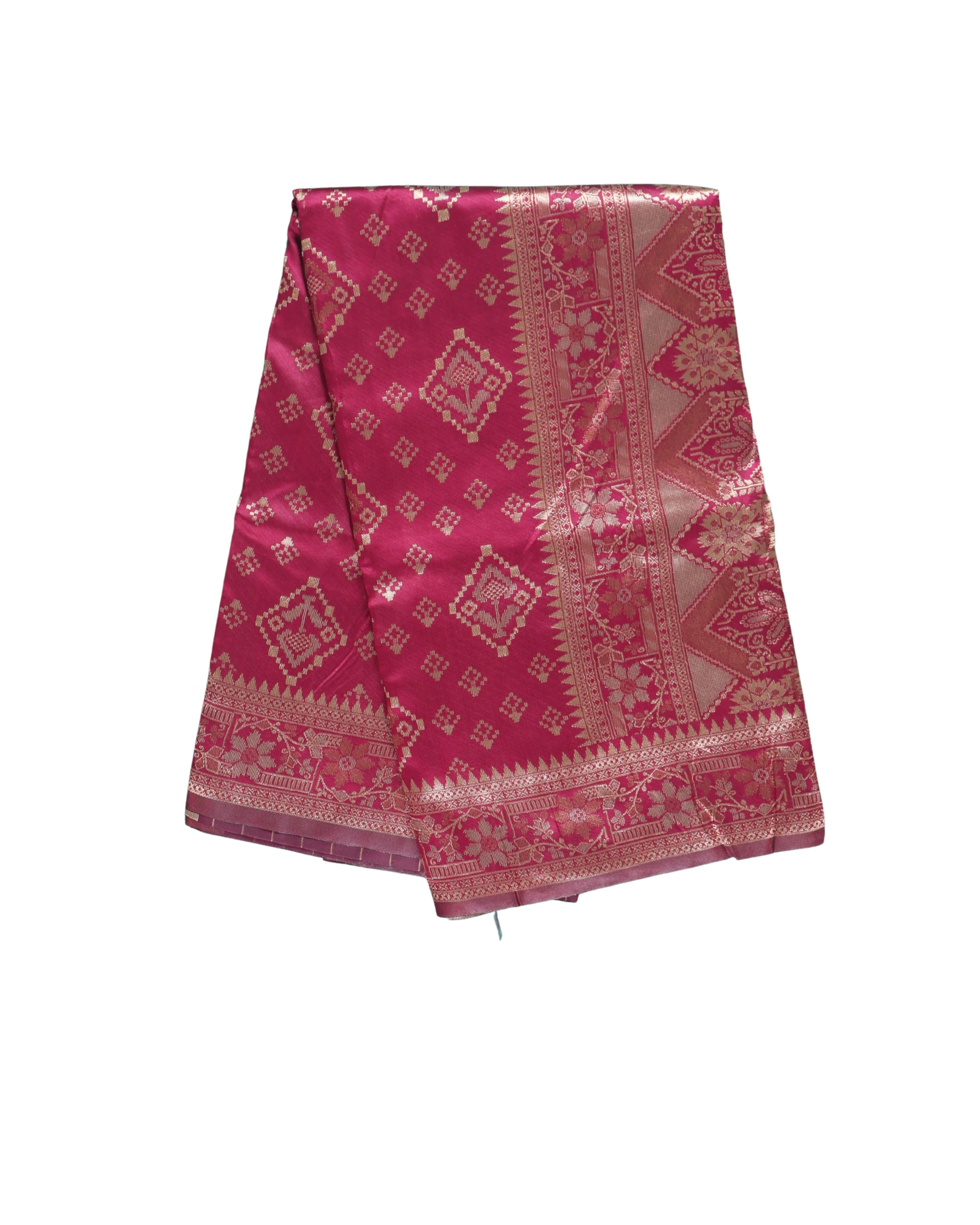 AMOLIKA Women's Banarasi Wine Silk Saree With Unstitched Blouse Piece AM-1313