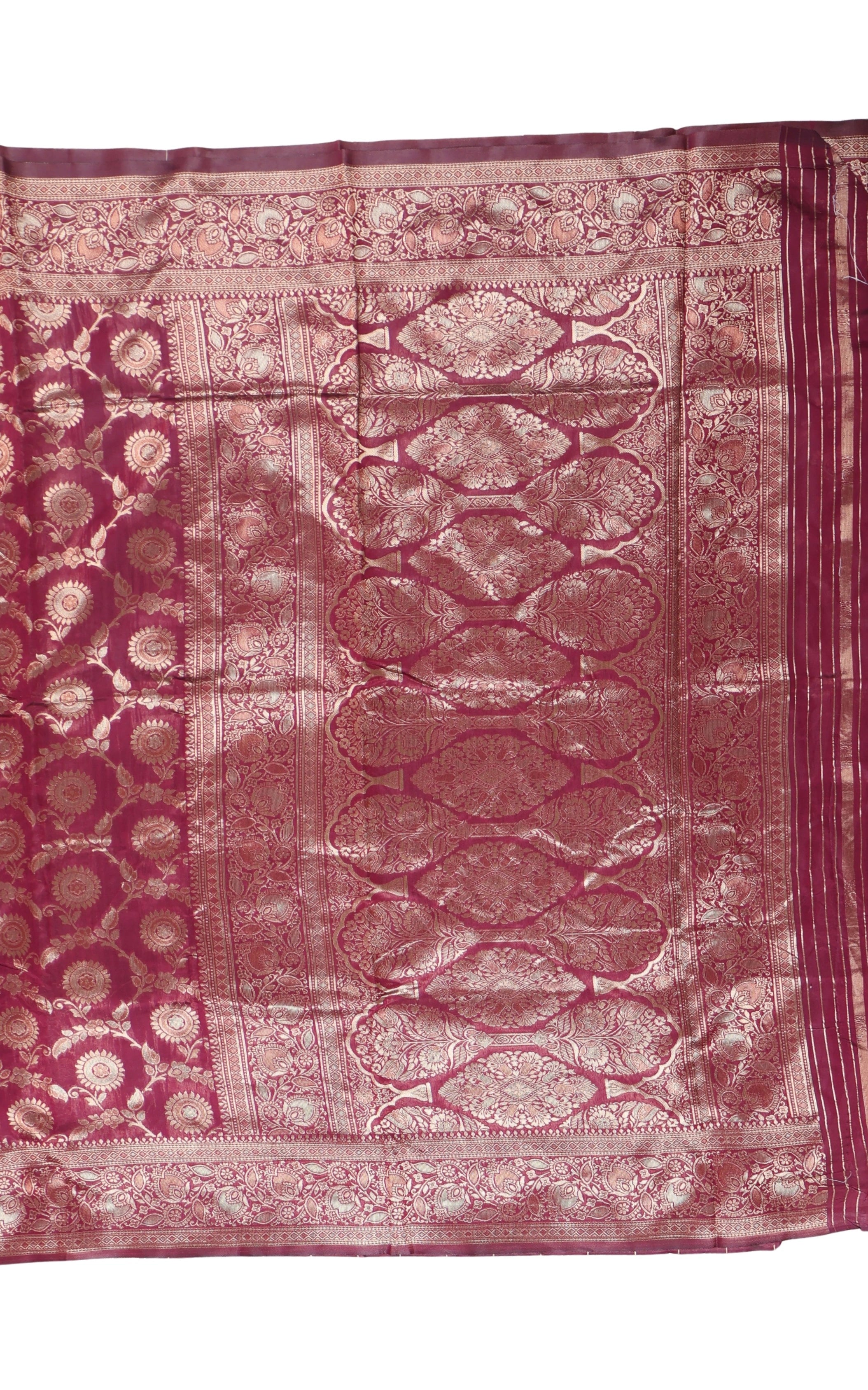 AMOLIKA Women's Banarasi Wine Silk Saree With Unstitched Blouse Piece AM-1315