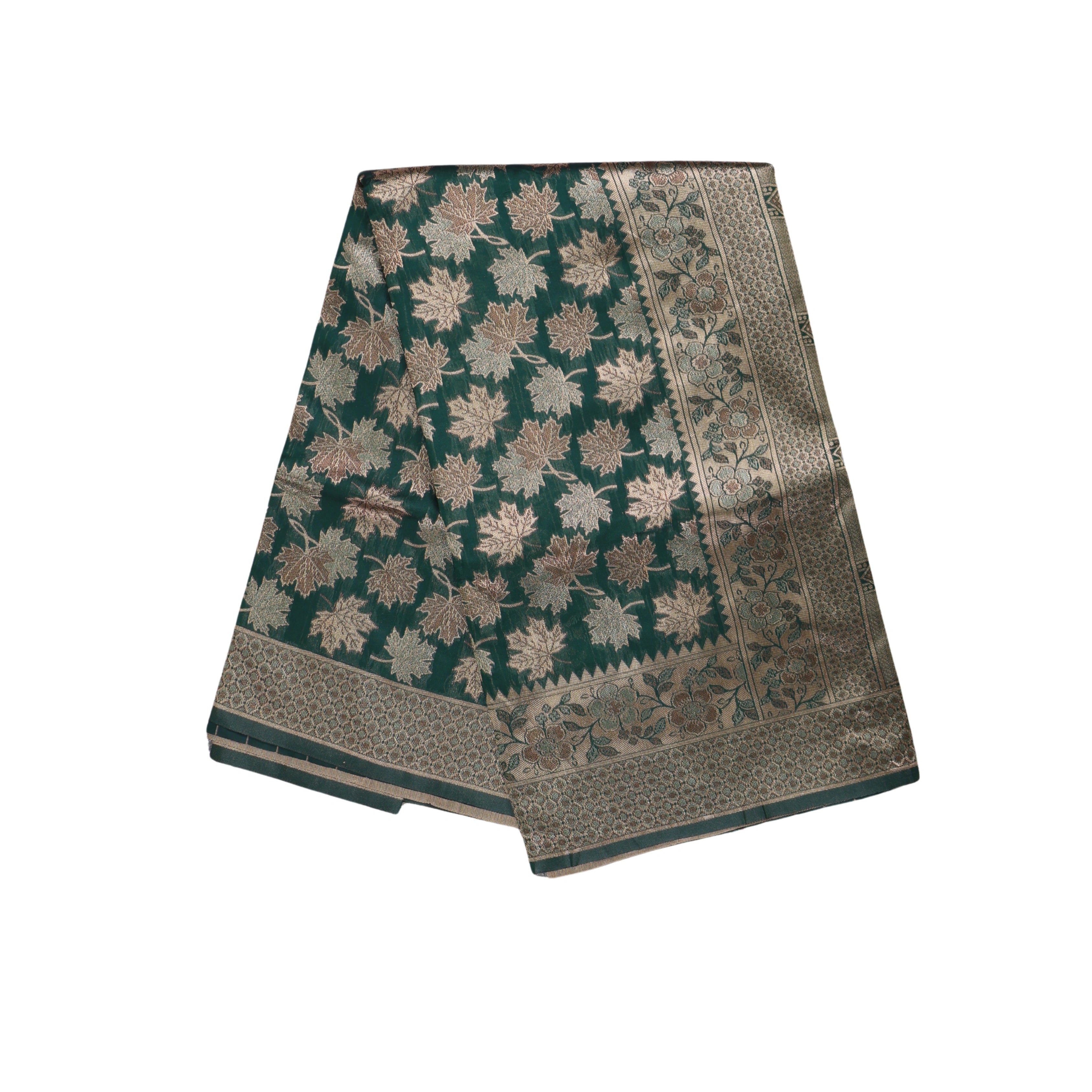 AMOLIKA Women's Banarasi Bottle Green Silk Saree With Unstitched Blouse Piece AM-1283