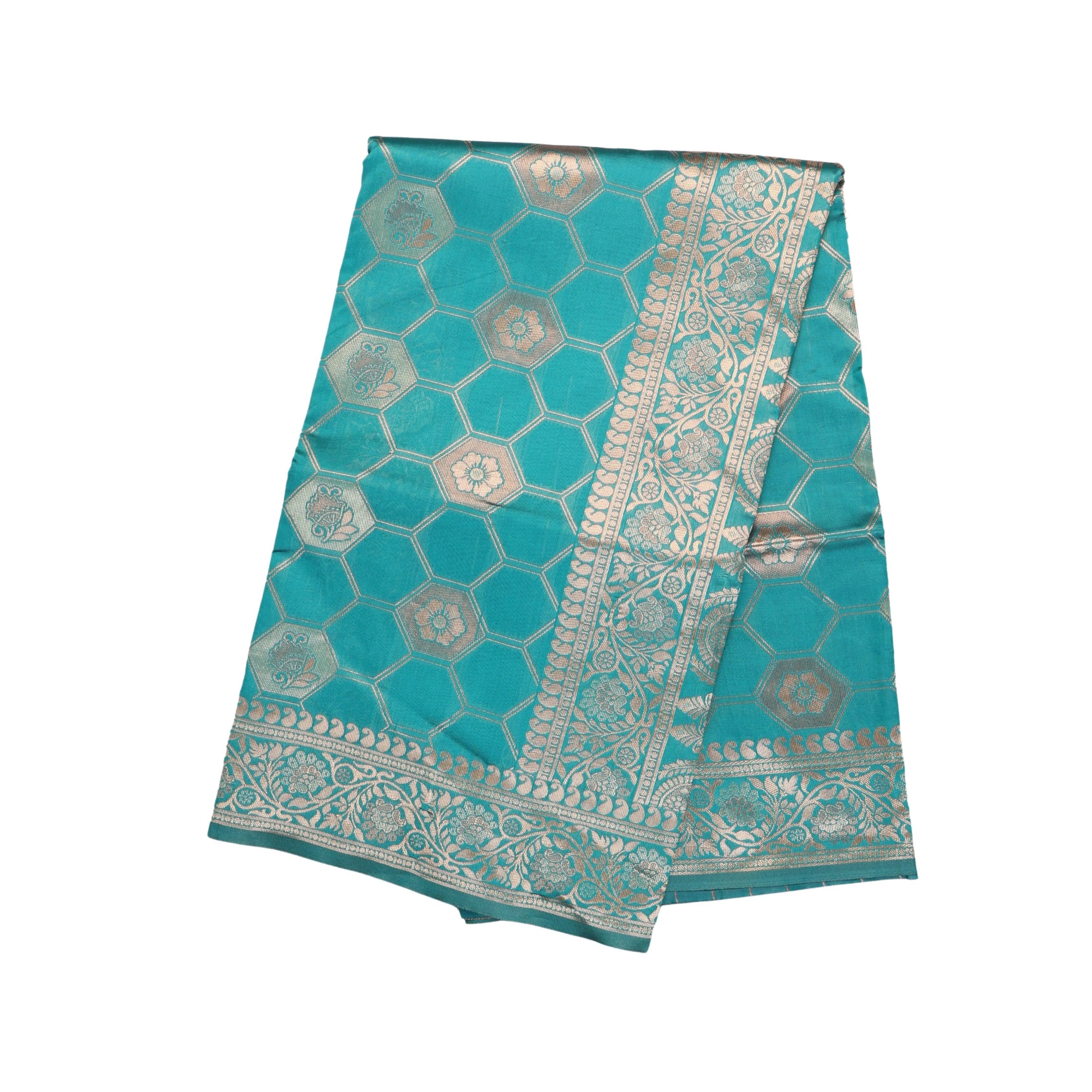 AMOLIKA Women's Banarasi Sky Blue Silk Saree With Unstitched Blouse Piece AM-1311