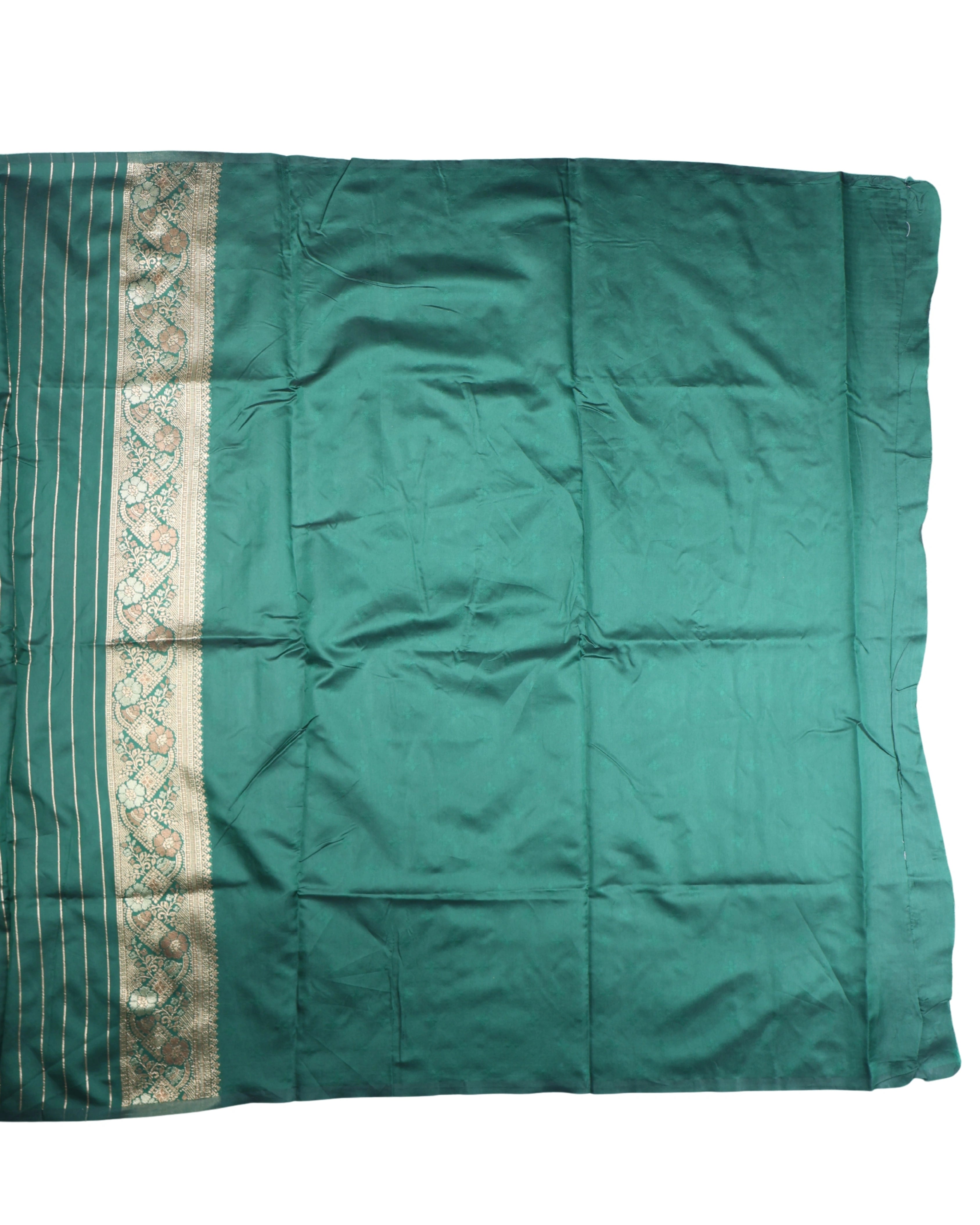 AMOLIKA Women's Banarasi Bottle Green Silk Saree With Unstitched Blouse Piece AM-1312