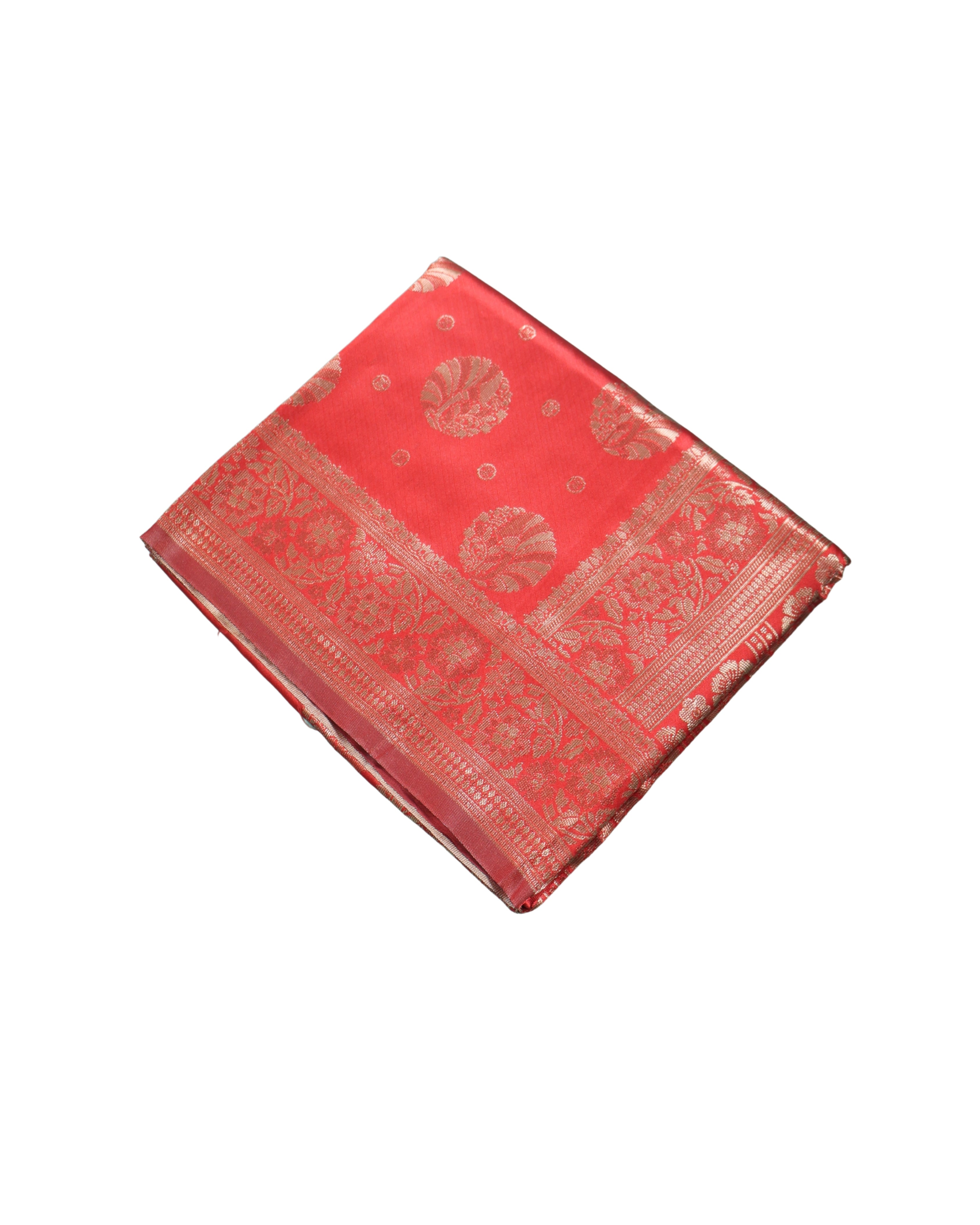 AMOLIKA Women's Banarasi Red Silk Saree With Unstitched Blouse Piece AM-1285