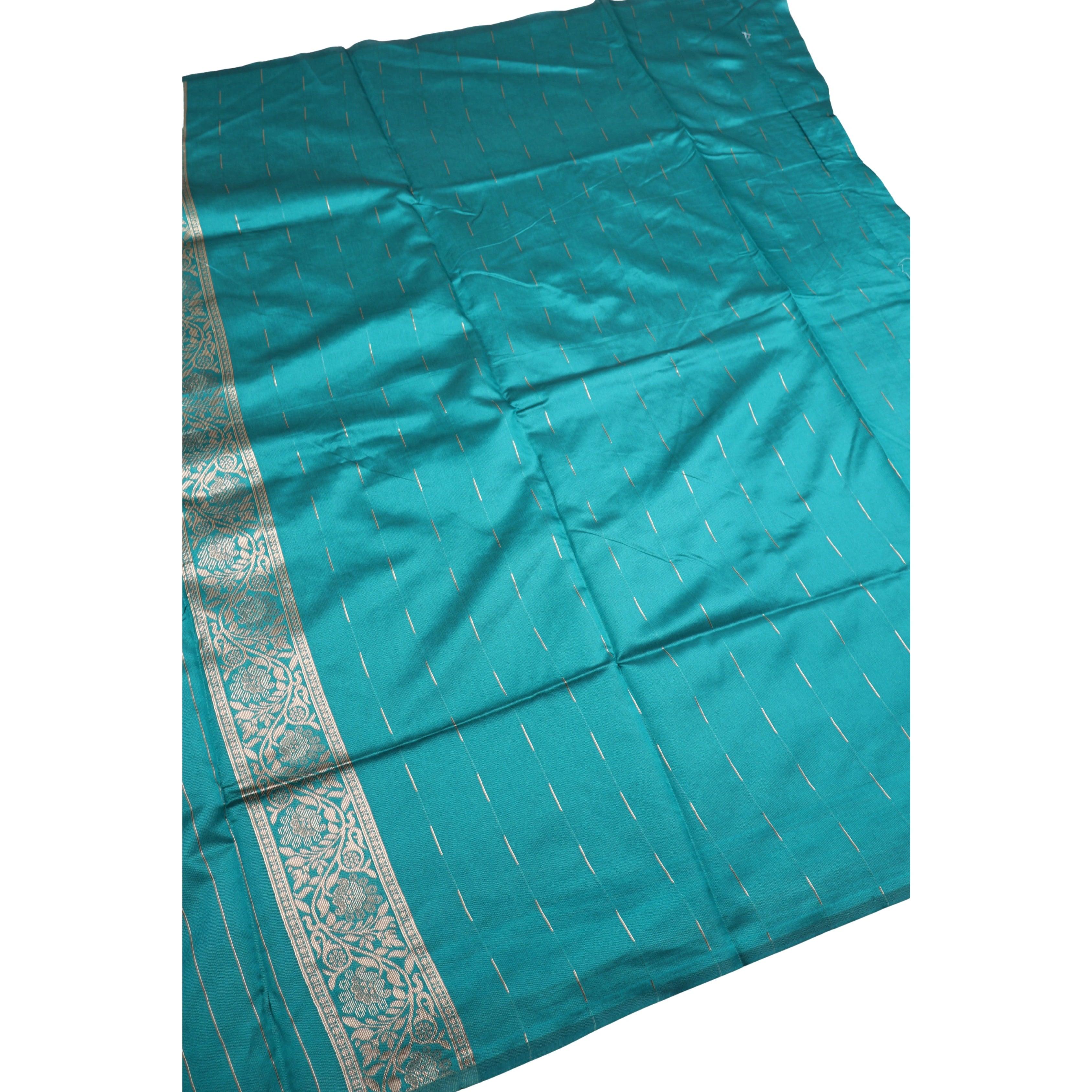 AMOLIKA Women's Banarasi Sky Blue Silk Saree With Unstitched Blouse Piece AM-1311
