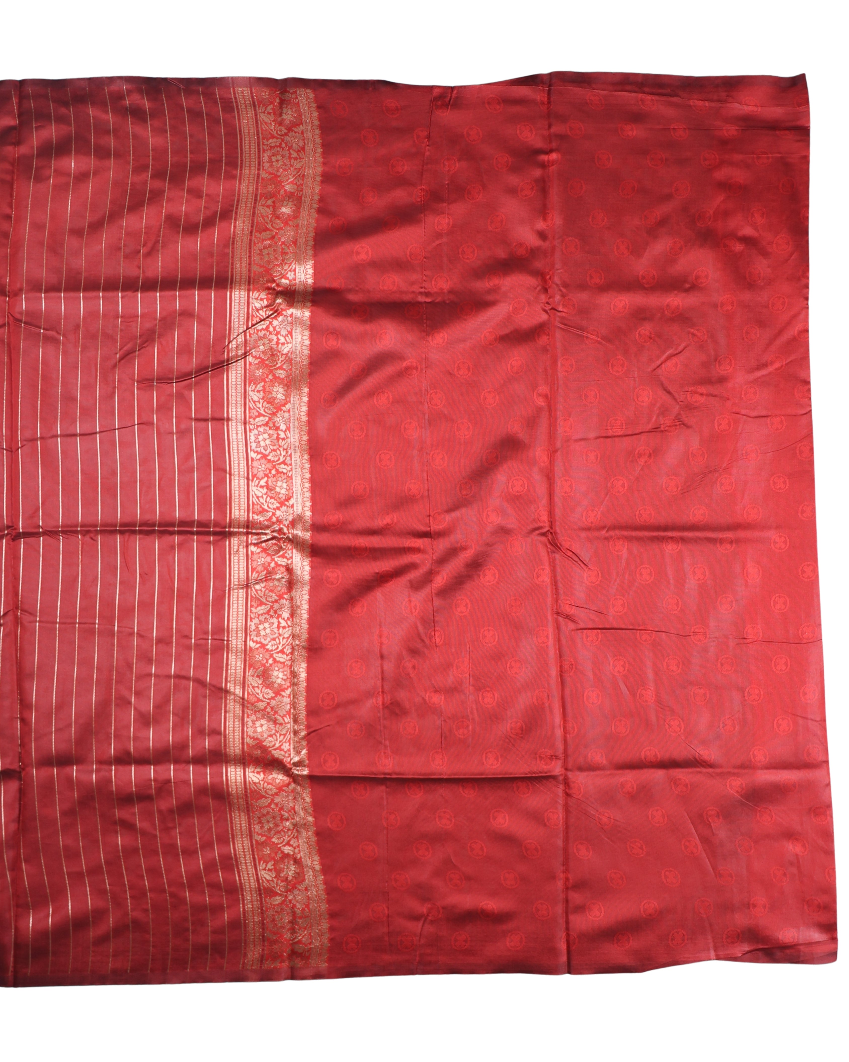 AMOLIKA Women's Banarasi Red Silk Saree With Unstitched Blouse Piece AM-1285