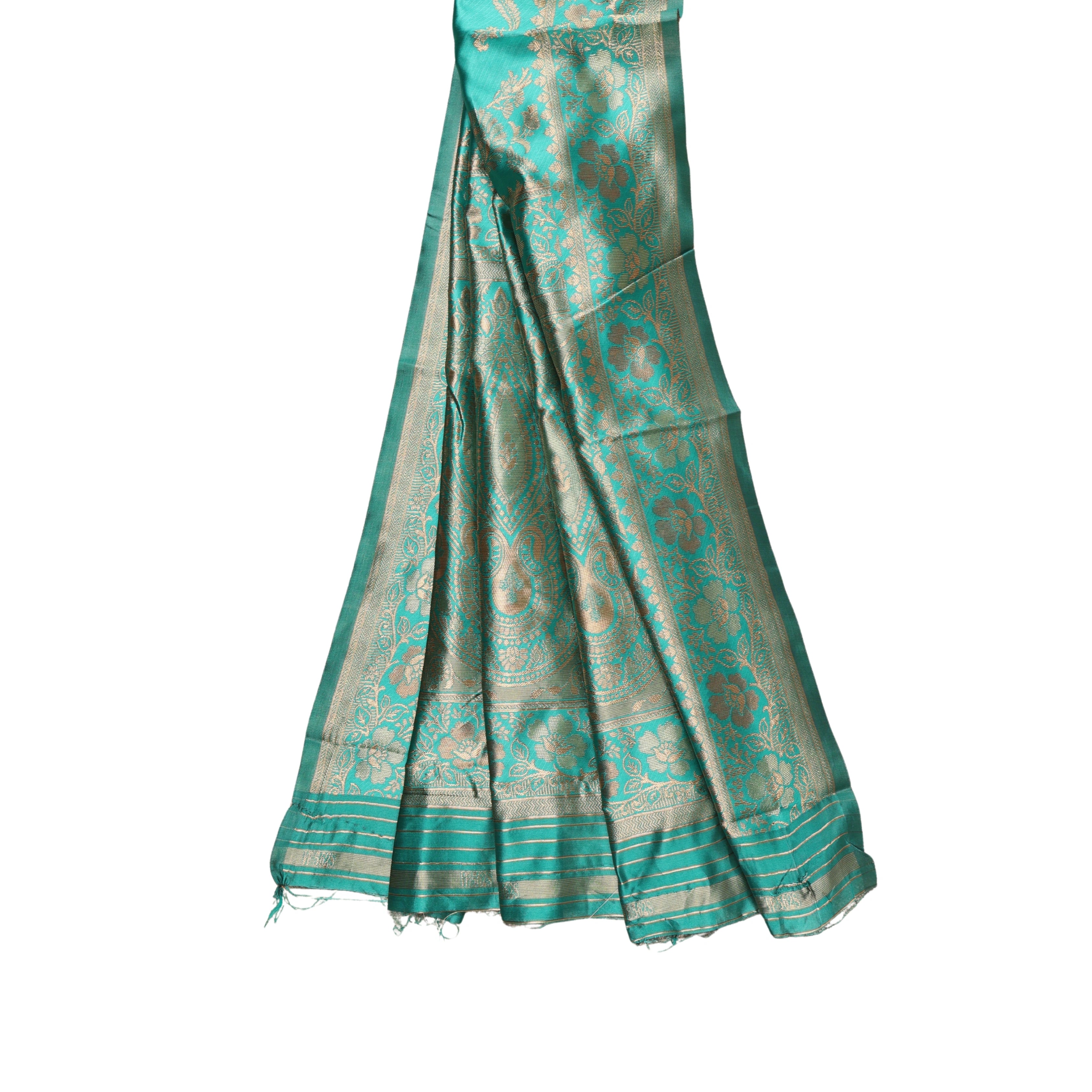 AMOLIKA Women's Banarasi Sky Blue Silk Saree With Unstitched Blouse Piece AM-1312