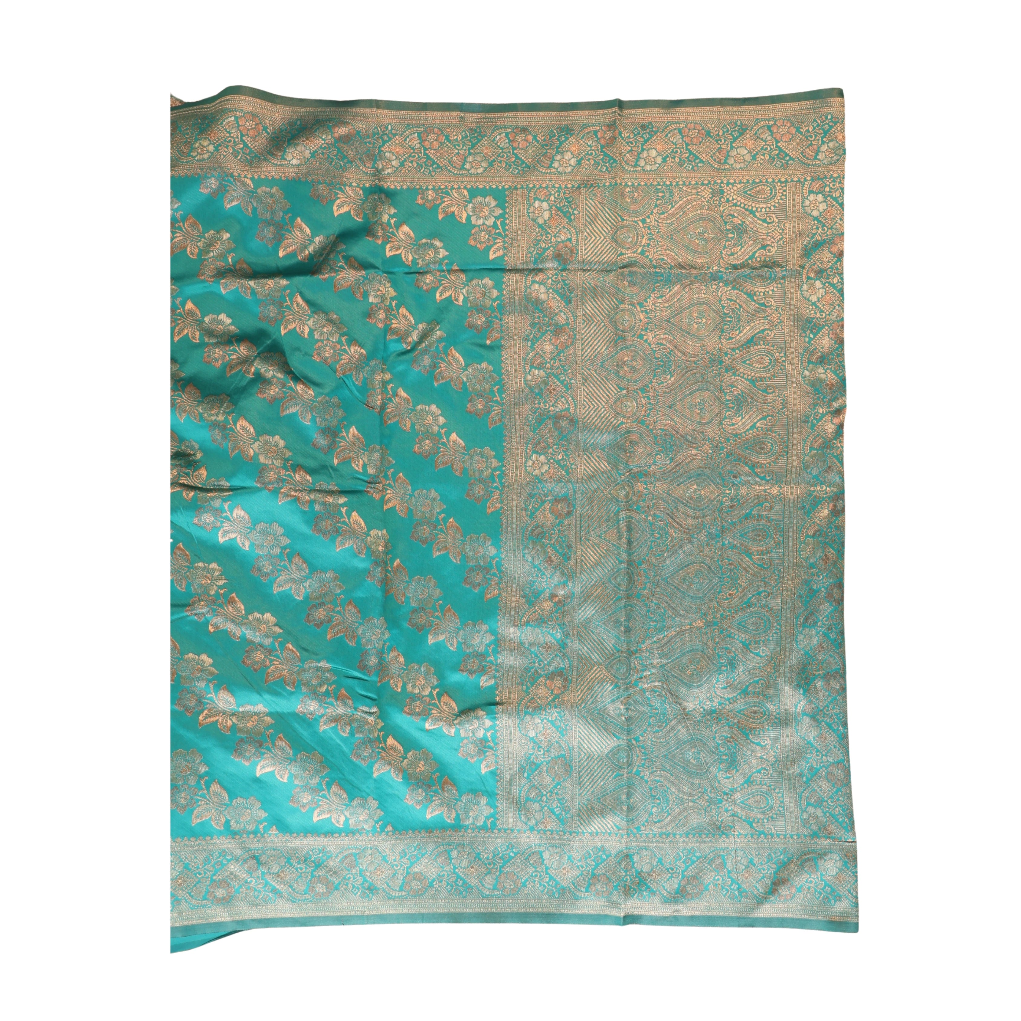 AMOLIKA Women's Banarasi Sky Blue Silk Saree With Unstitched Blouse Piece AM-1312