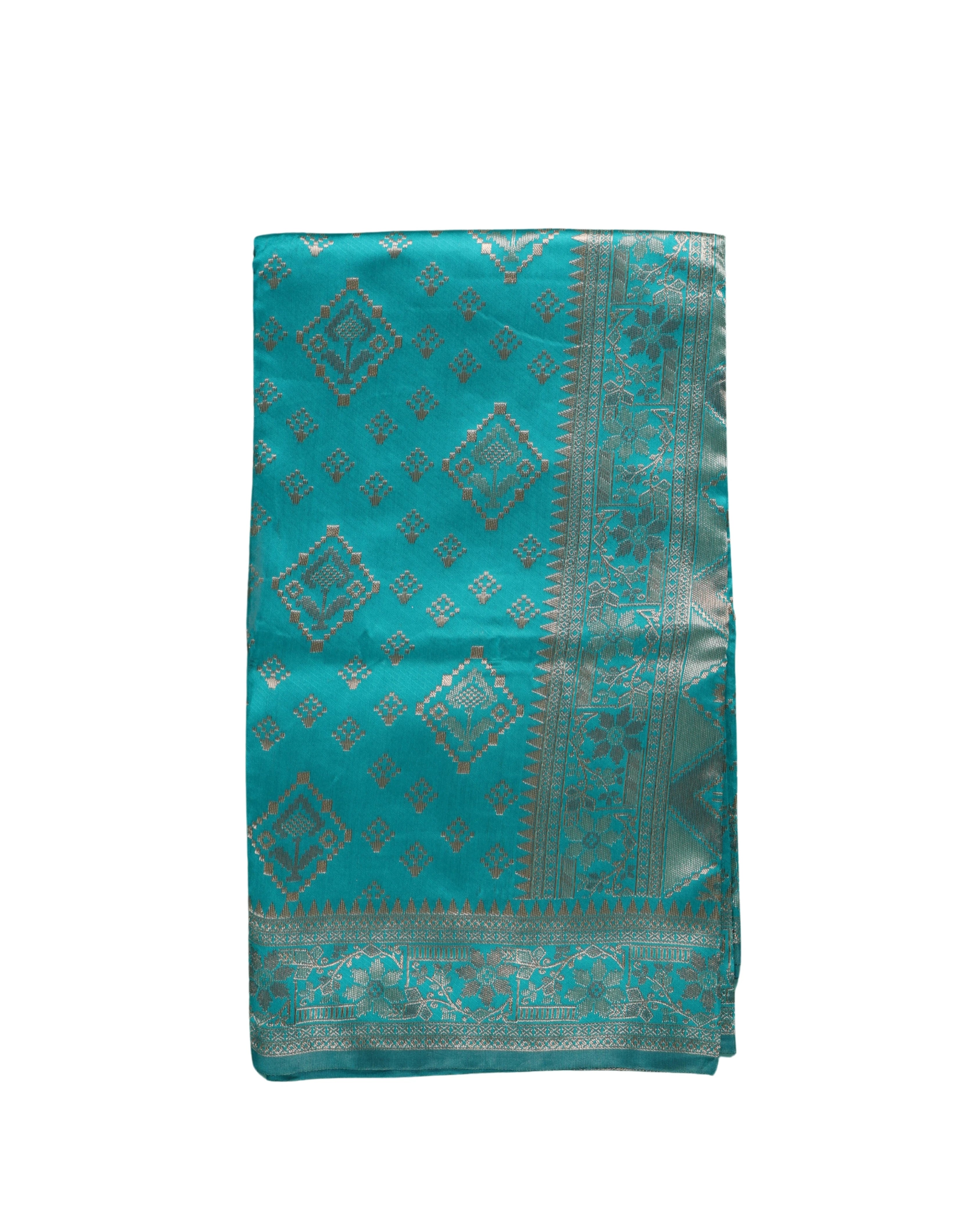 AMOLIKA Women's Banarasi Sky Blue Silk Saree With Unstitched Blouse Piece AM-1313