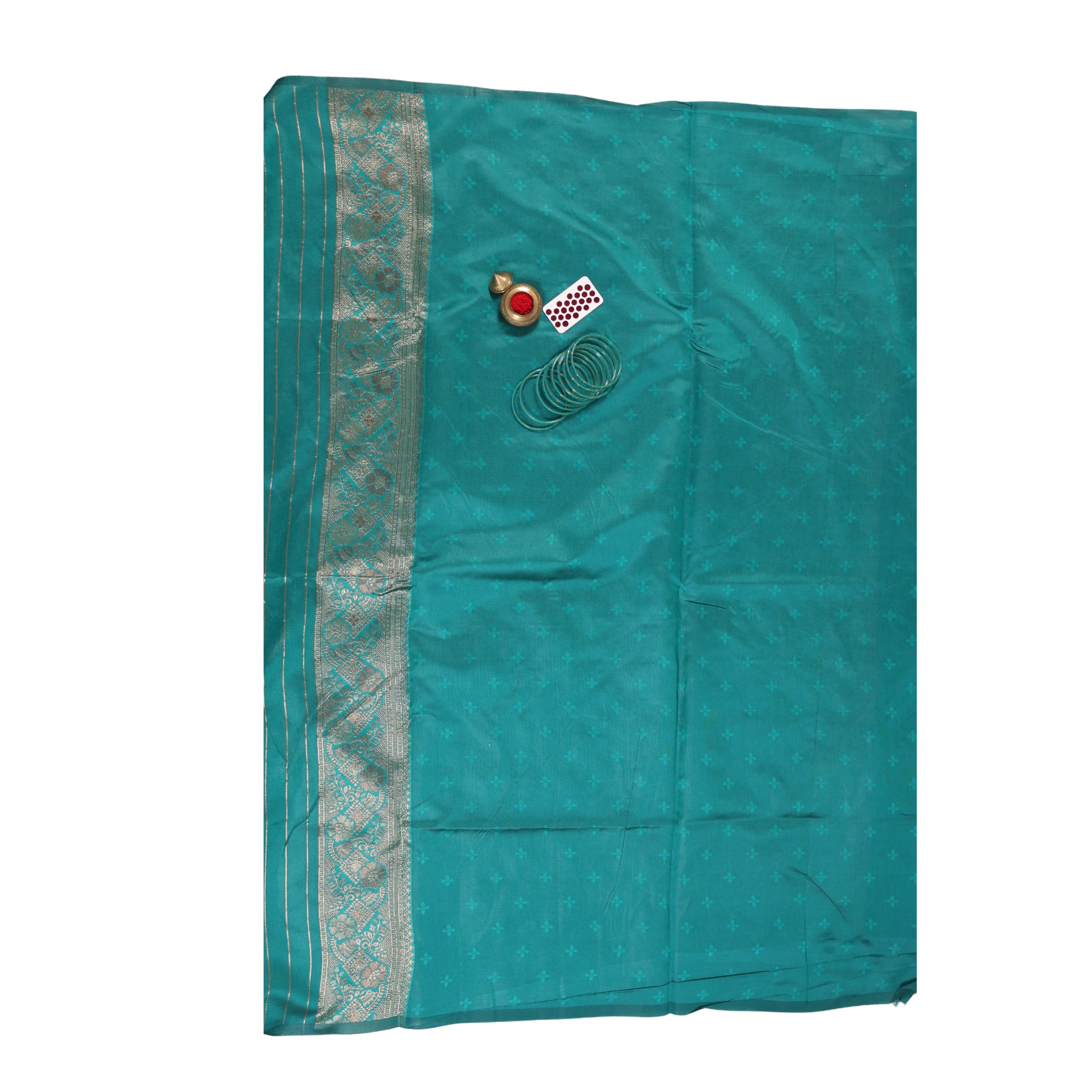AMOLIKA Women's Banarasi Sky Blue Silk Saree With Unstitched Blouse Piece AM-1312