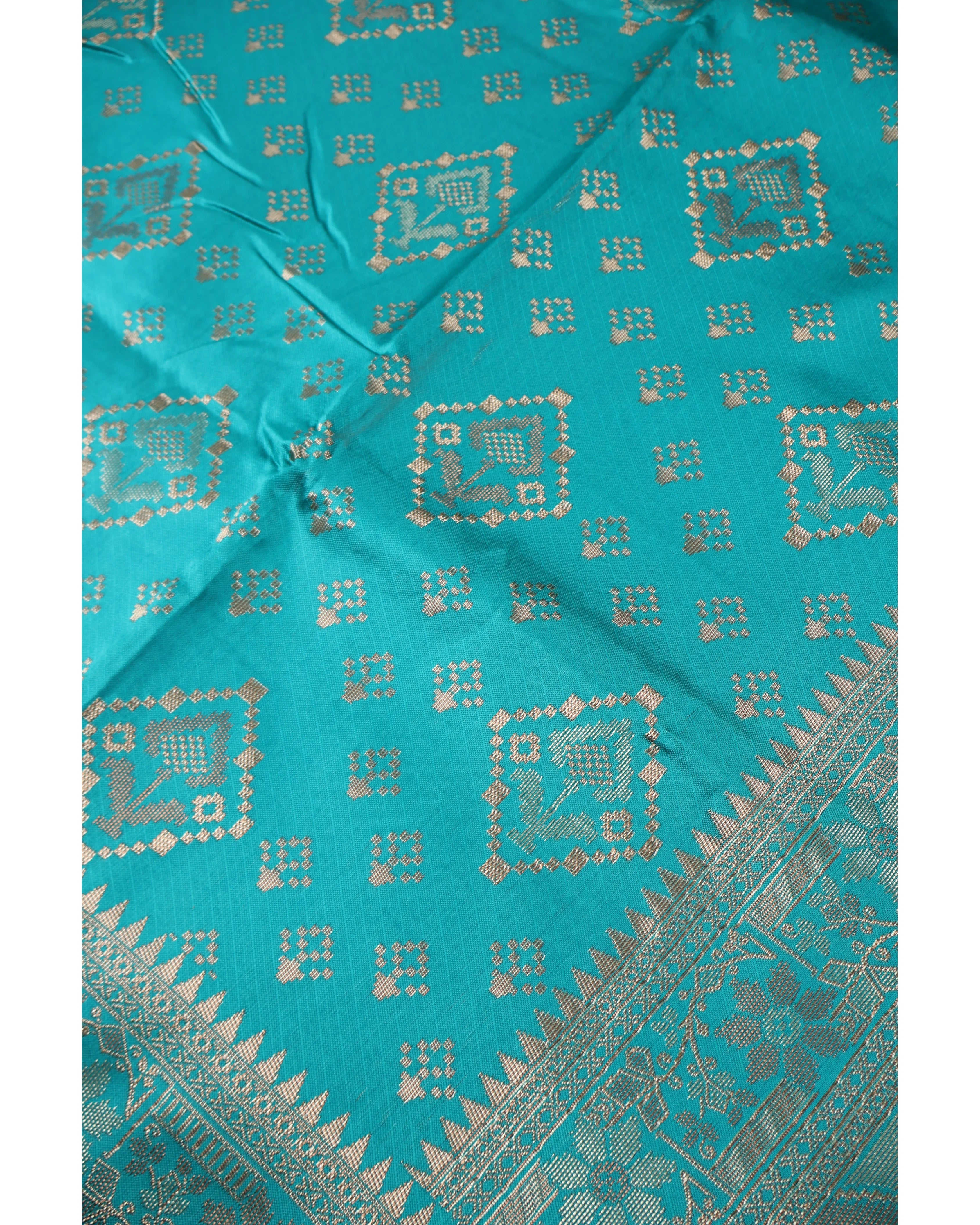 AMOLIKA Women's Banarasi Sky Blue Silk Saree With Unstitched Blouse Piece AM-1313