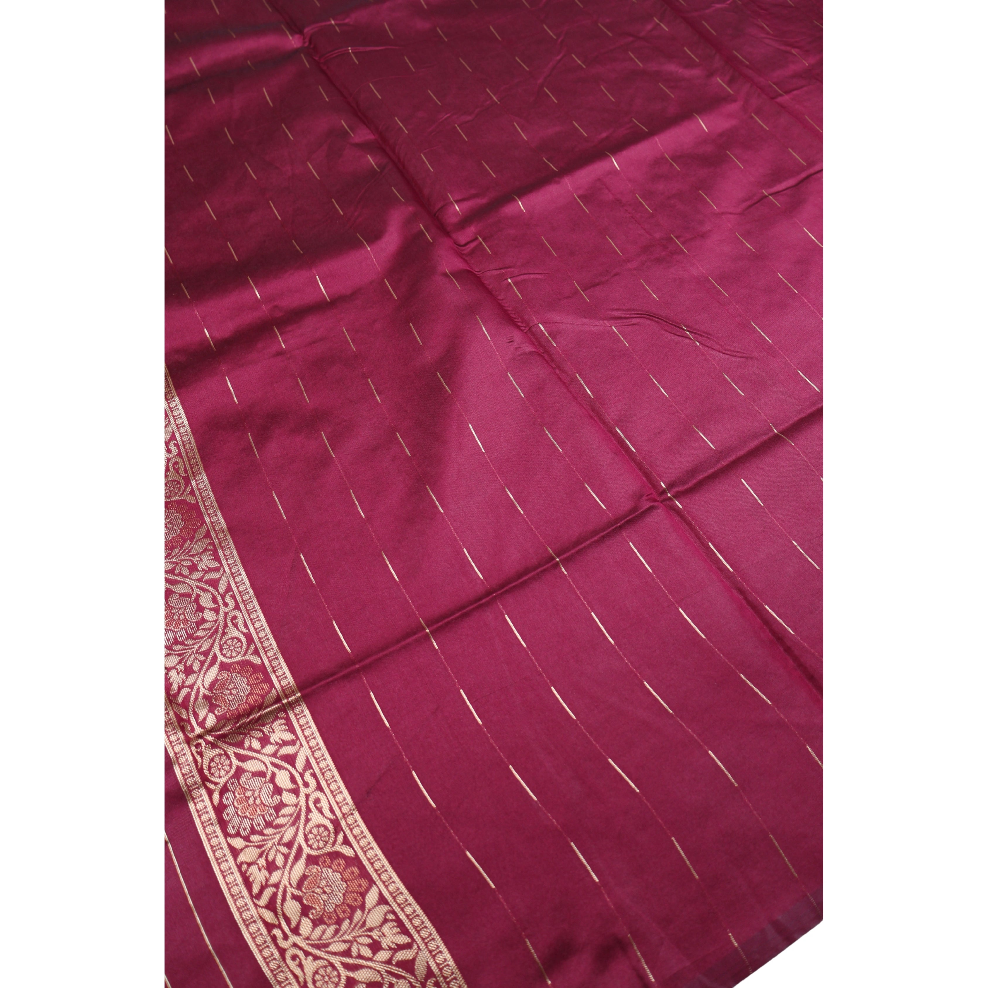 AMOLIKA Women's Banarasi Wine Saree With Unstitched Blouse Piece AM-1311